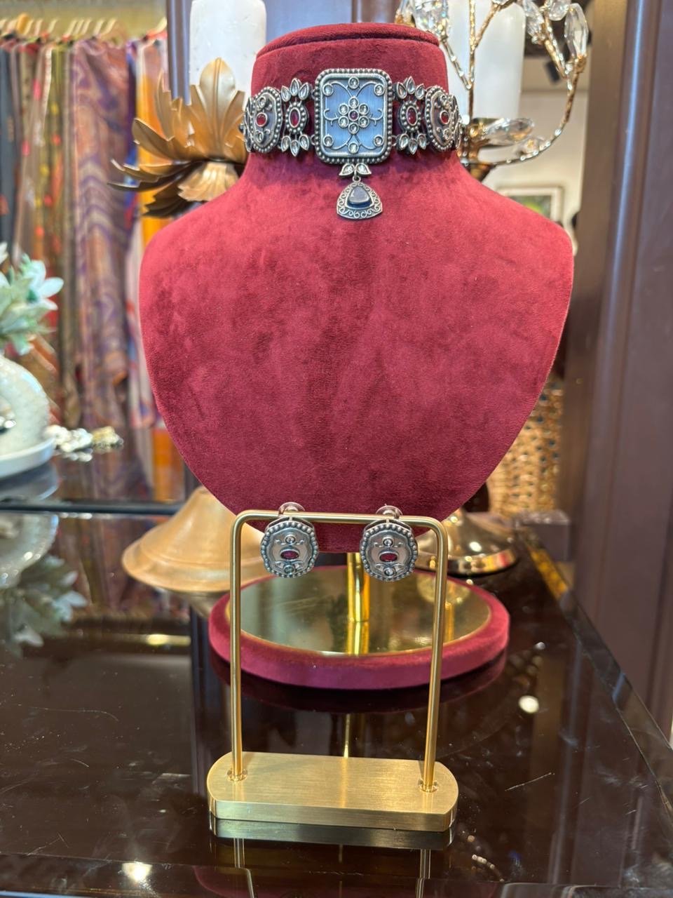 Gulnaaz Choker Set (Sky Blue)