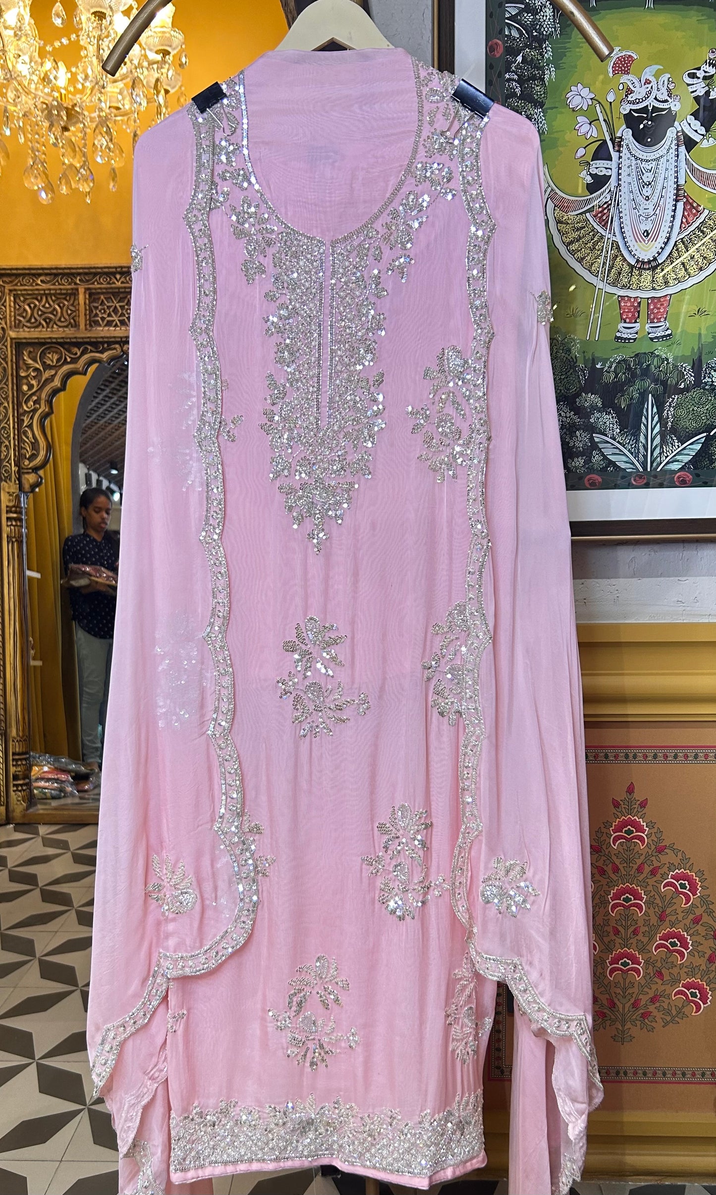 Zeba Organza Suit (Pink)