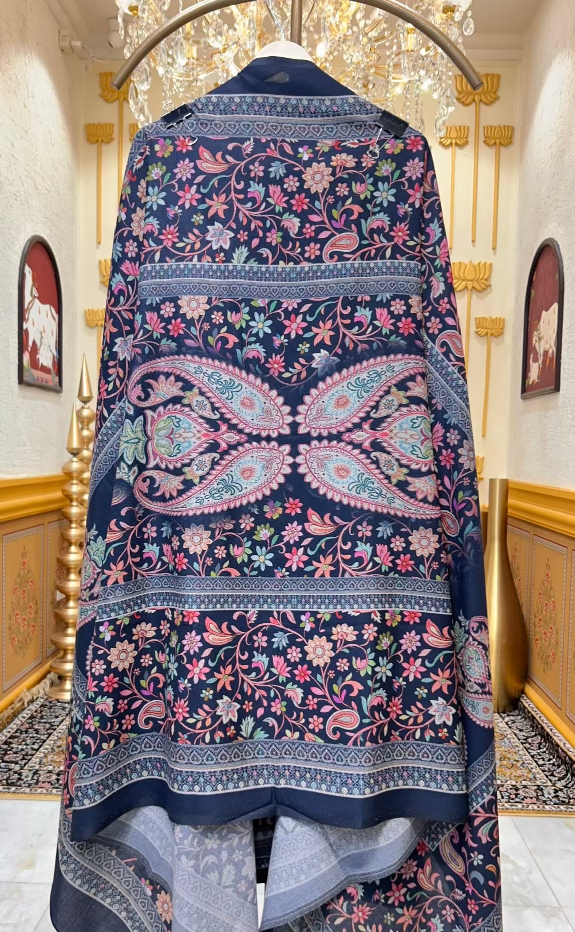 Rivaya Pashmina Loom Suit (Navy Blue)