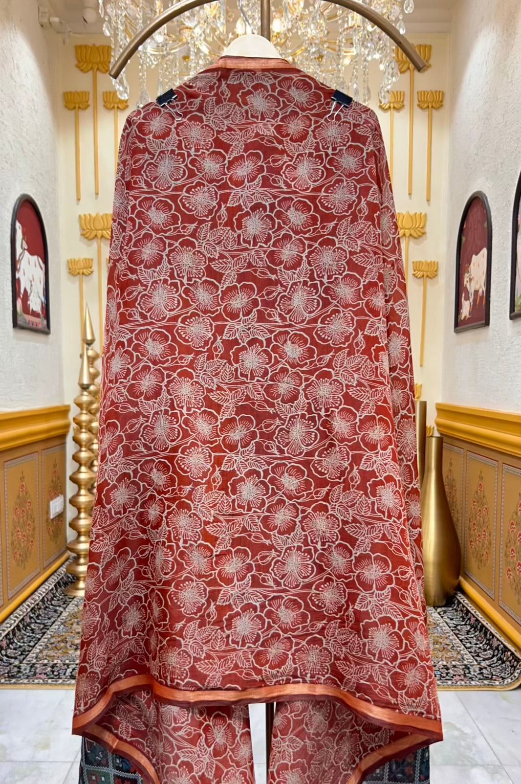 Vasundhara Patola Loom Suit (Rust)