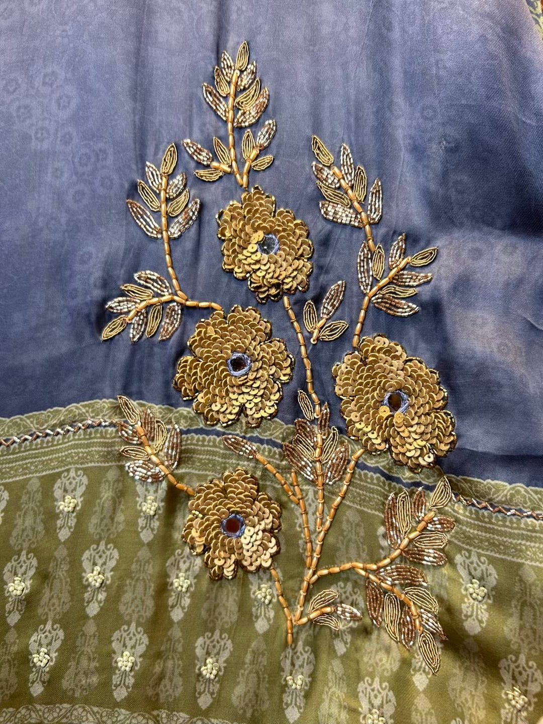 Sarvisha Silk Organza Suit (Navy Blue)