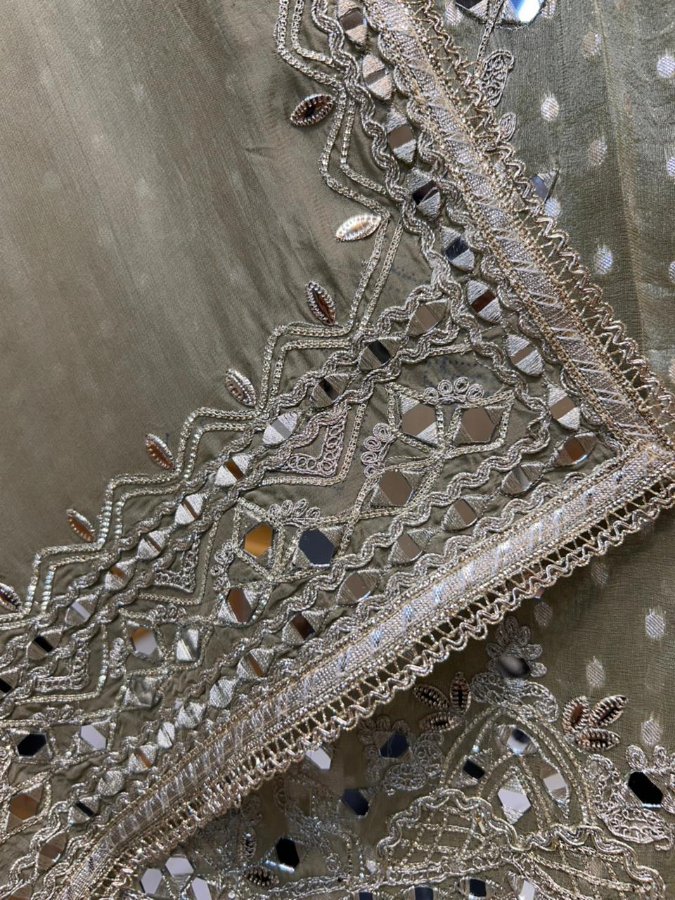 Arezya Aaina Leather Suit (Green)