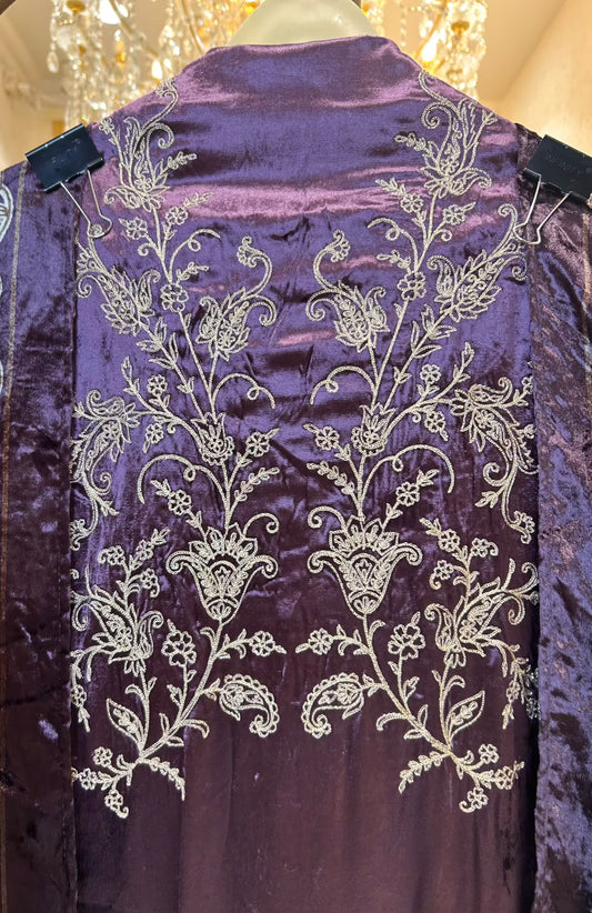 Riyanza Velvet Brocade Suit (Purple)