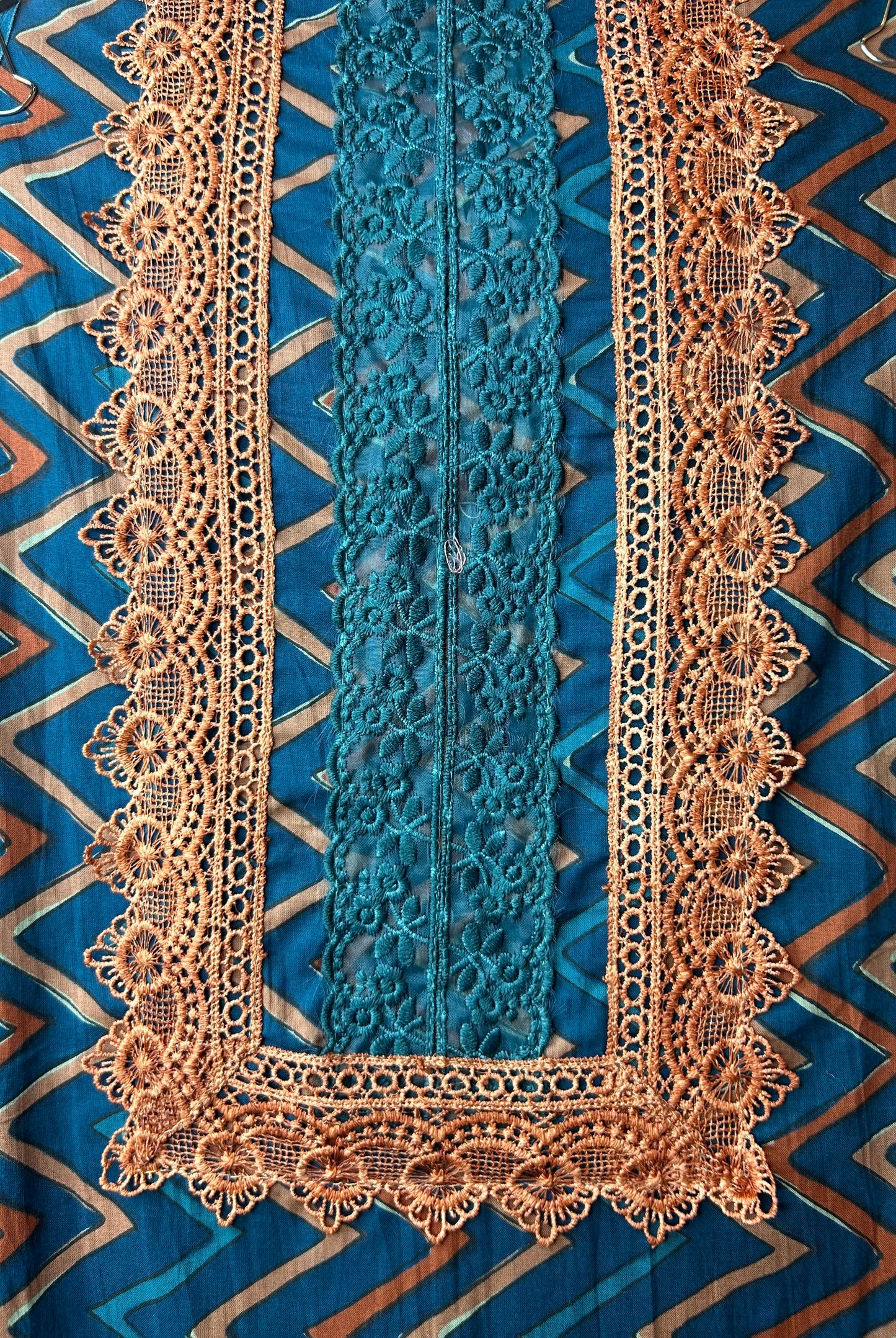 Pehra Cotton Suit (Peacock Blue)