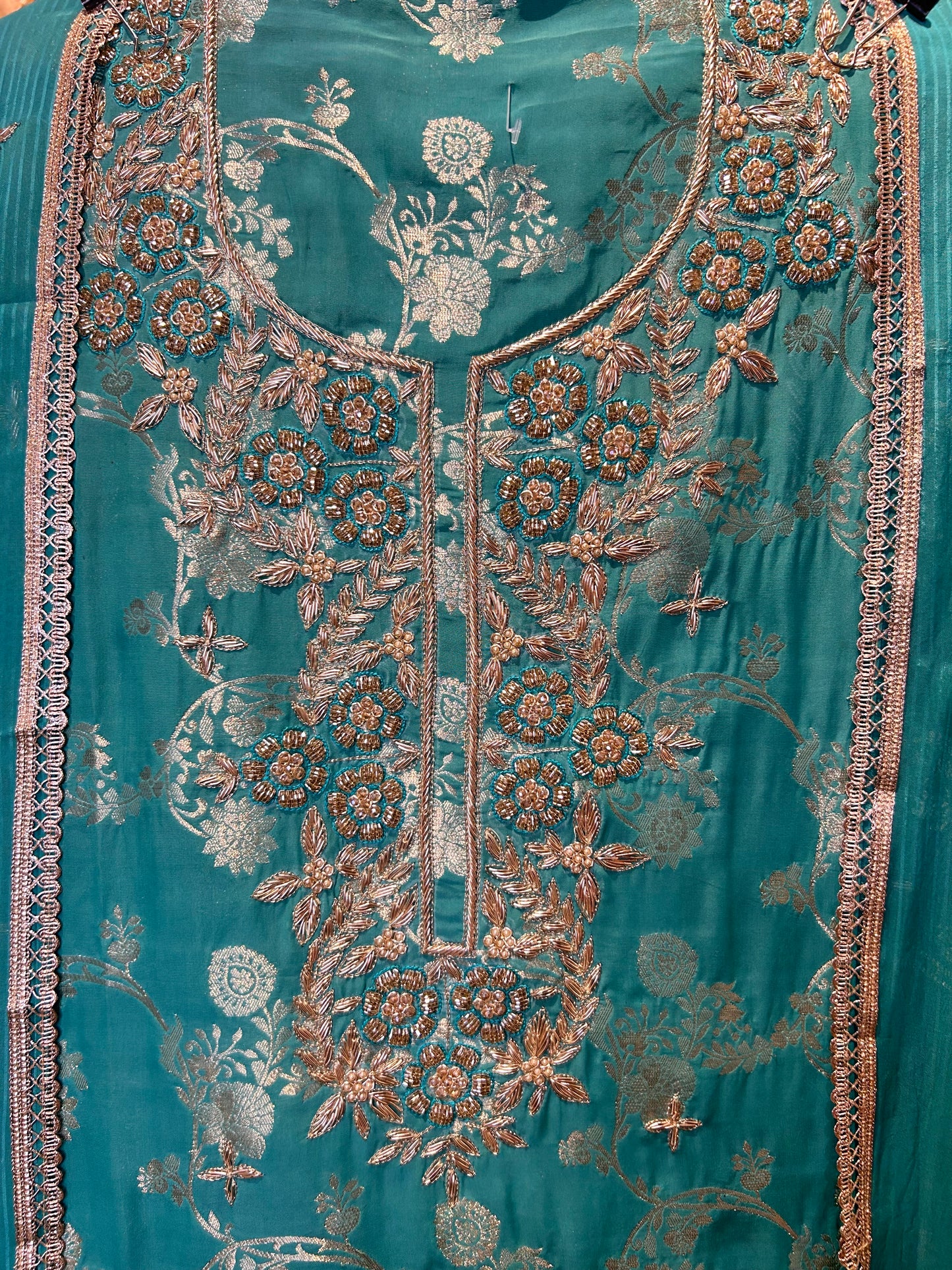Zarmina Banarasi Suit (Turquoise)