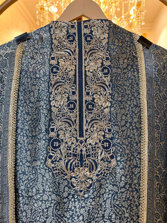 Zarvahana Brocade Suit (Peacock Blue)