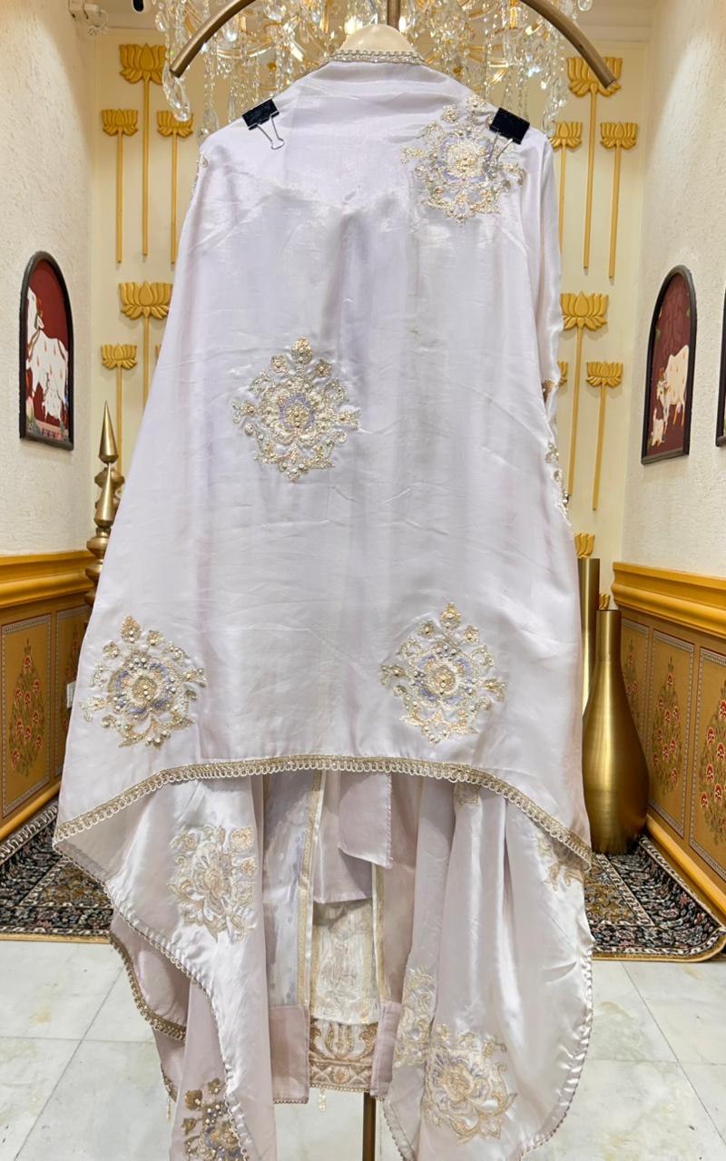 Mehraz Zari Glow Suit (Peach)