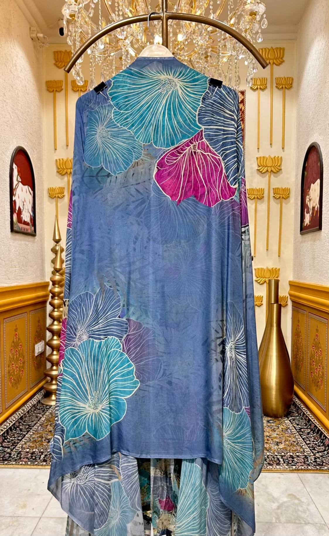 Elara Printed Veil Suit (Blue)