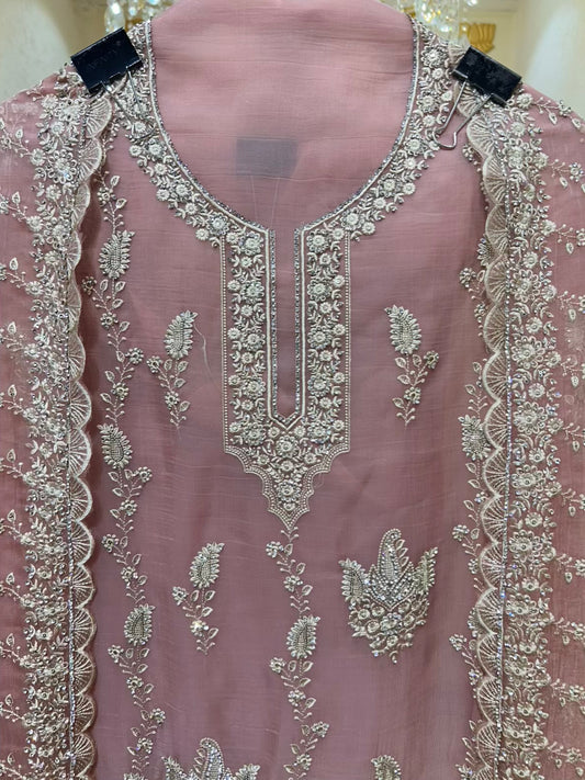 Aarifa Resham Veil Suit (Pink)