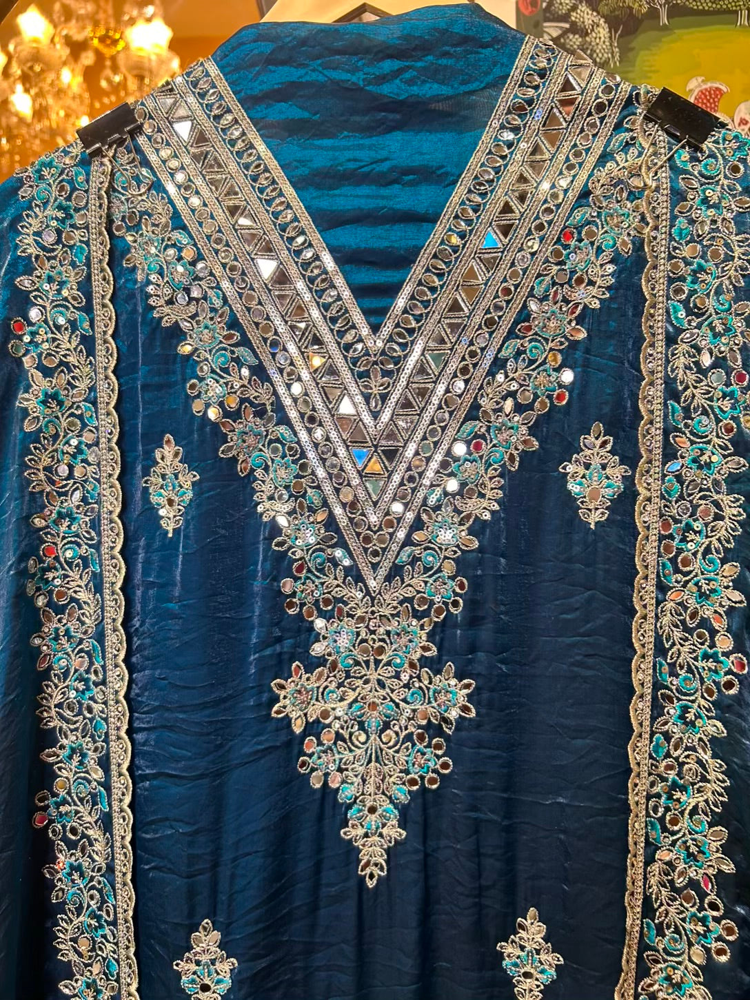 Zafera Tissue Organza Suit (Peacock Blue)