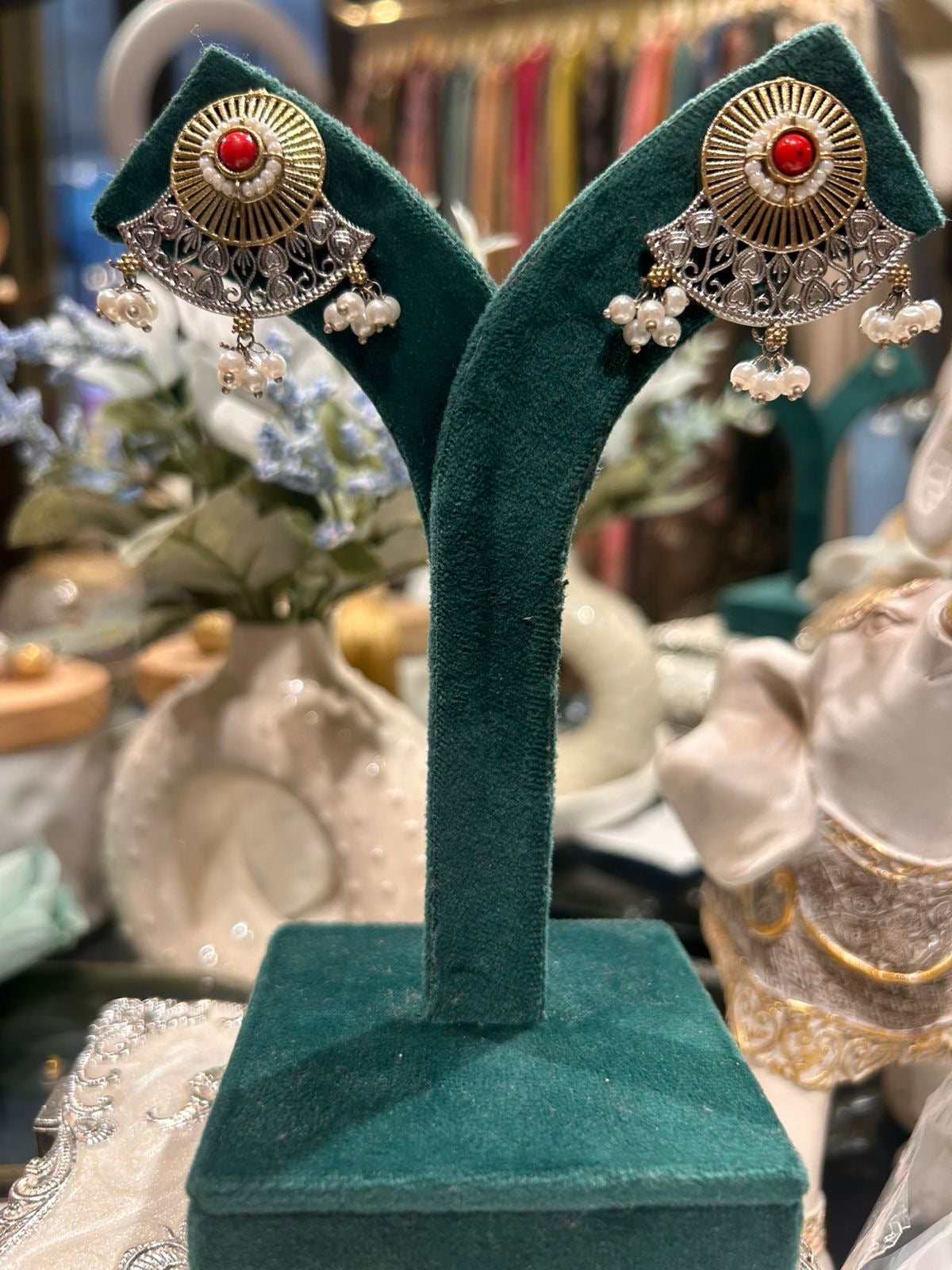 Surya Leher Earrings (Red)