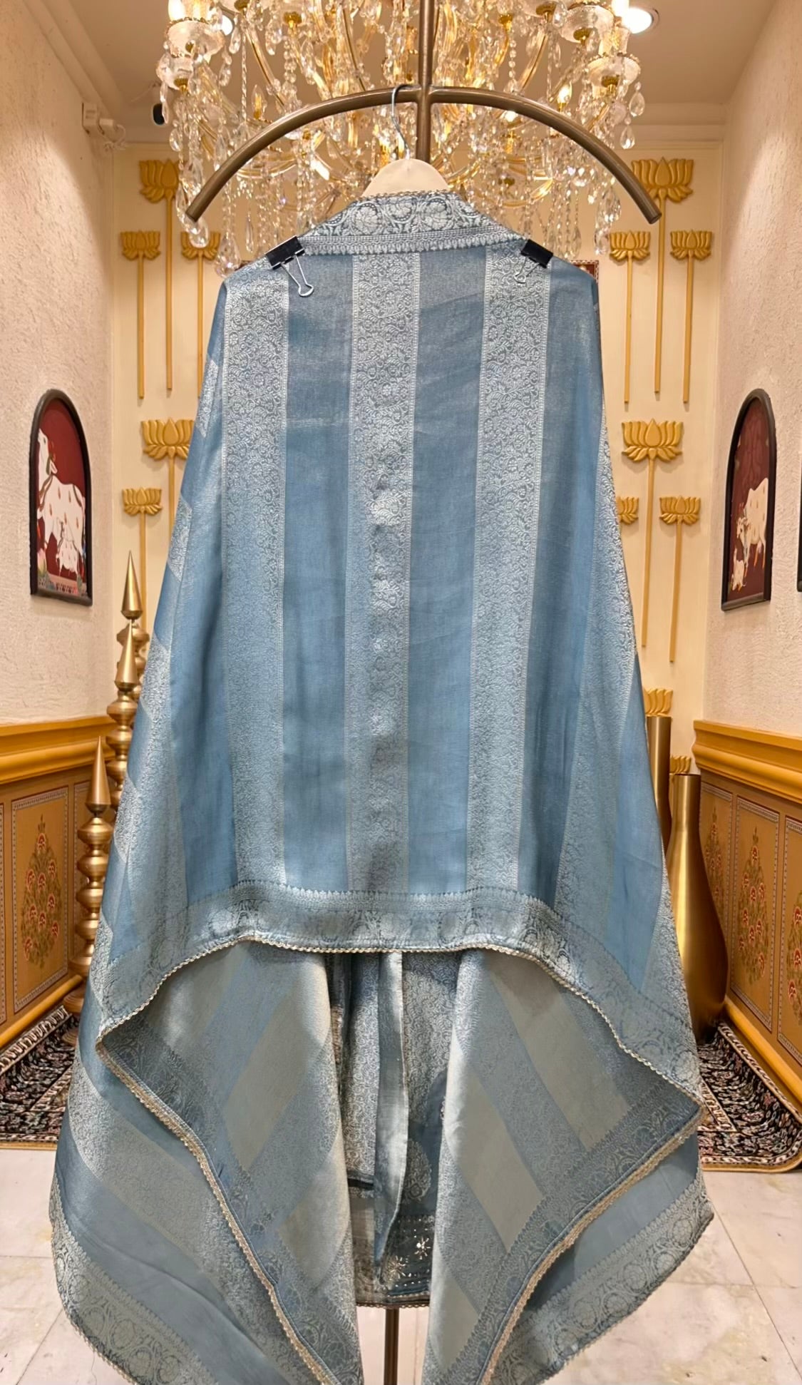 Zehraana Brocade Grace Suit (Powder Blue)