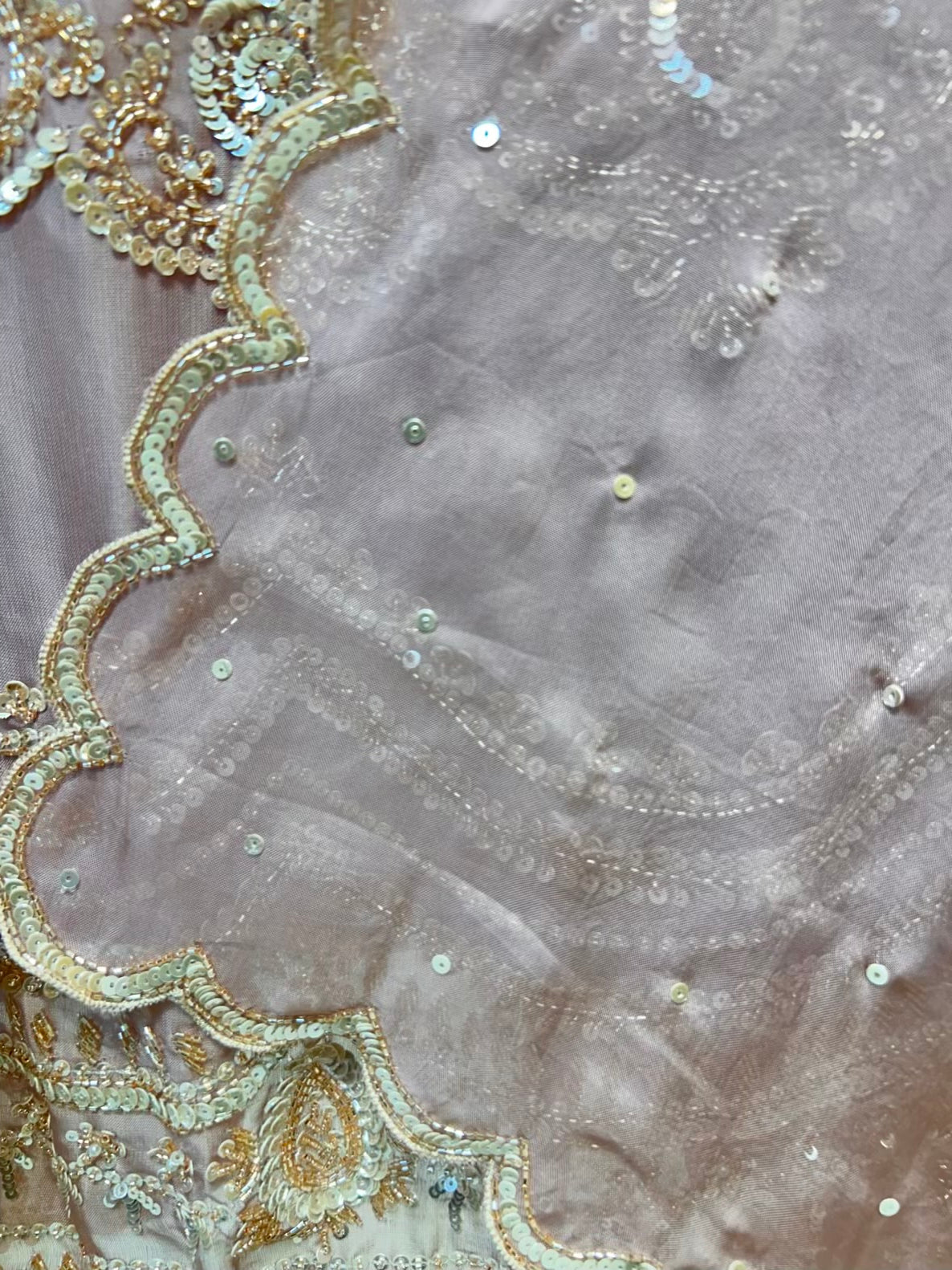Zarqina Organza Gleam Suit (Peach)