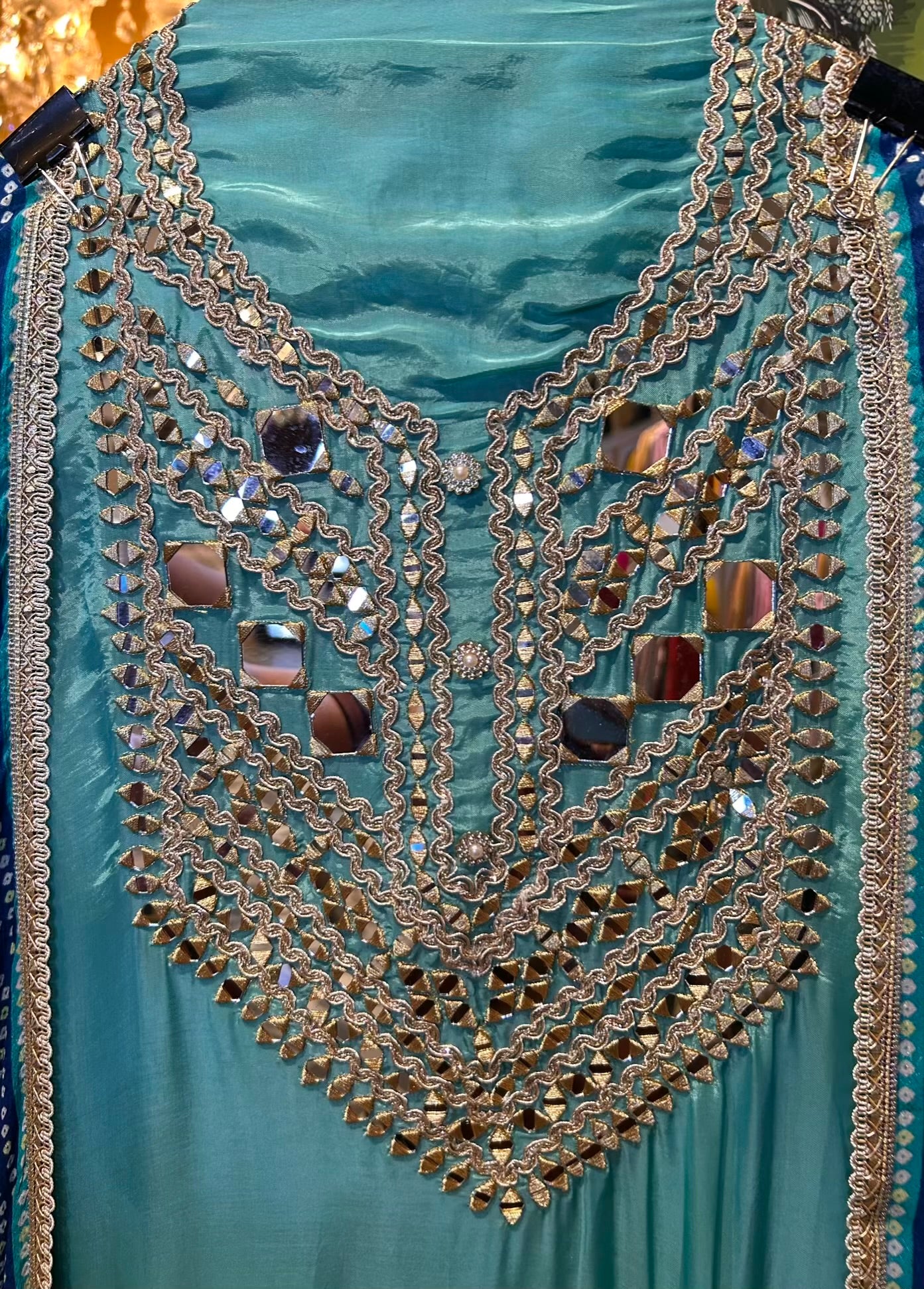 Mahveen Organza Suit (Turquoise)