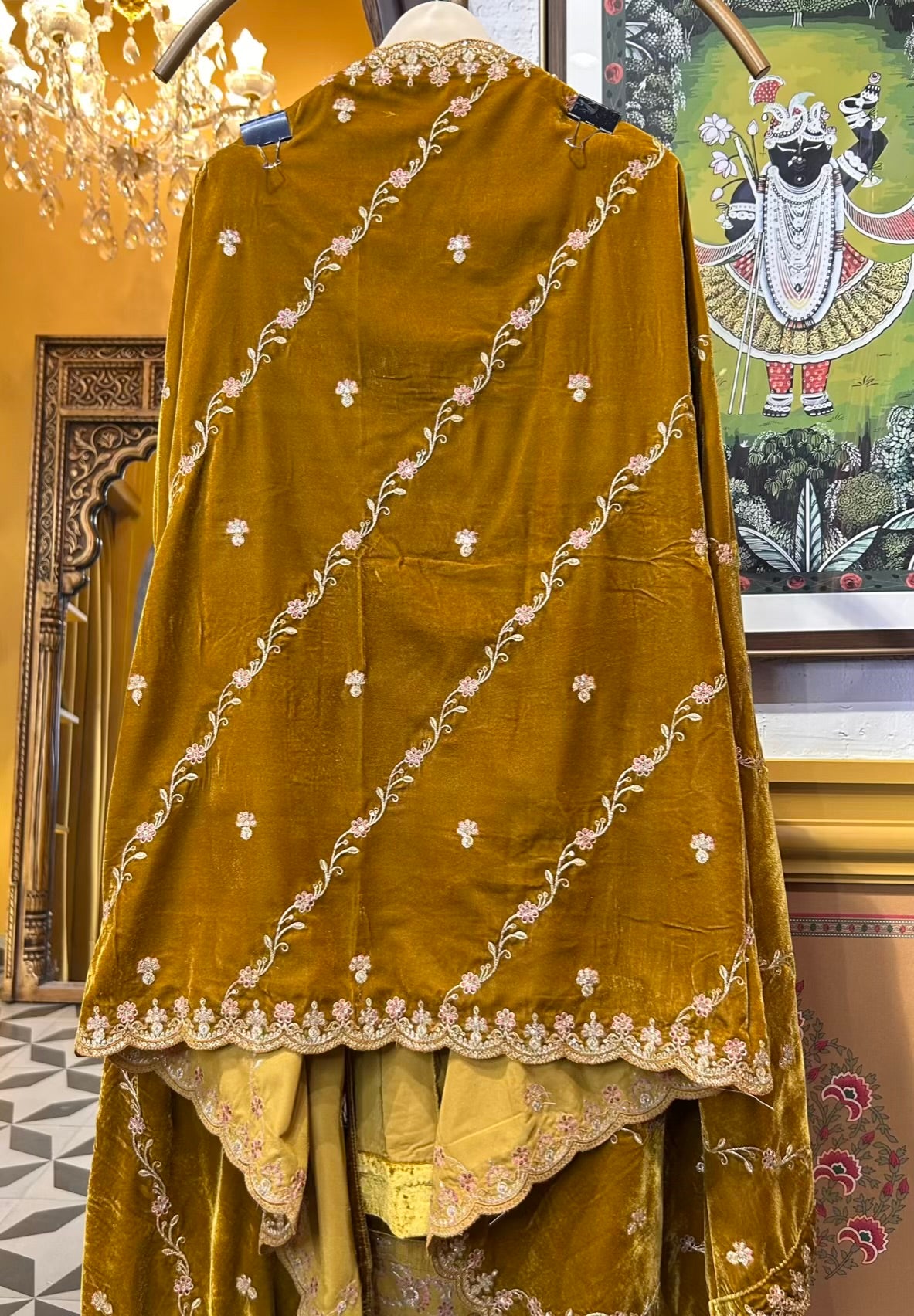 Feroza-e-Velvet Suit (Mustard)