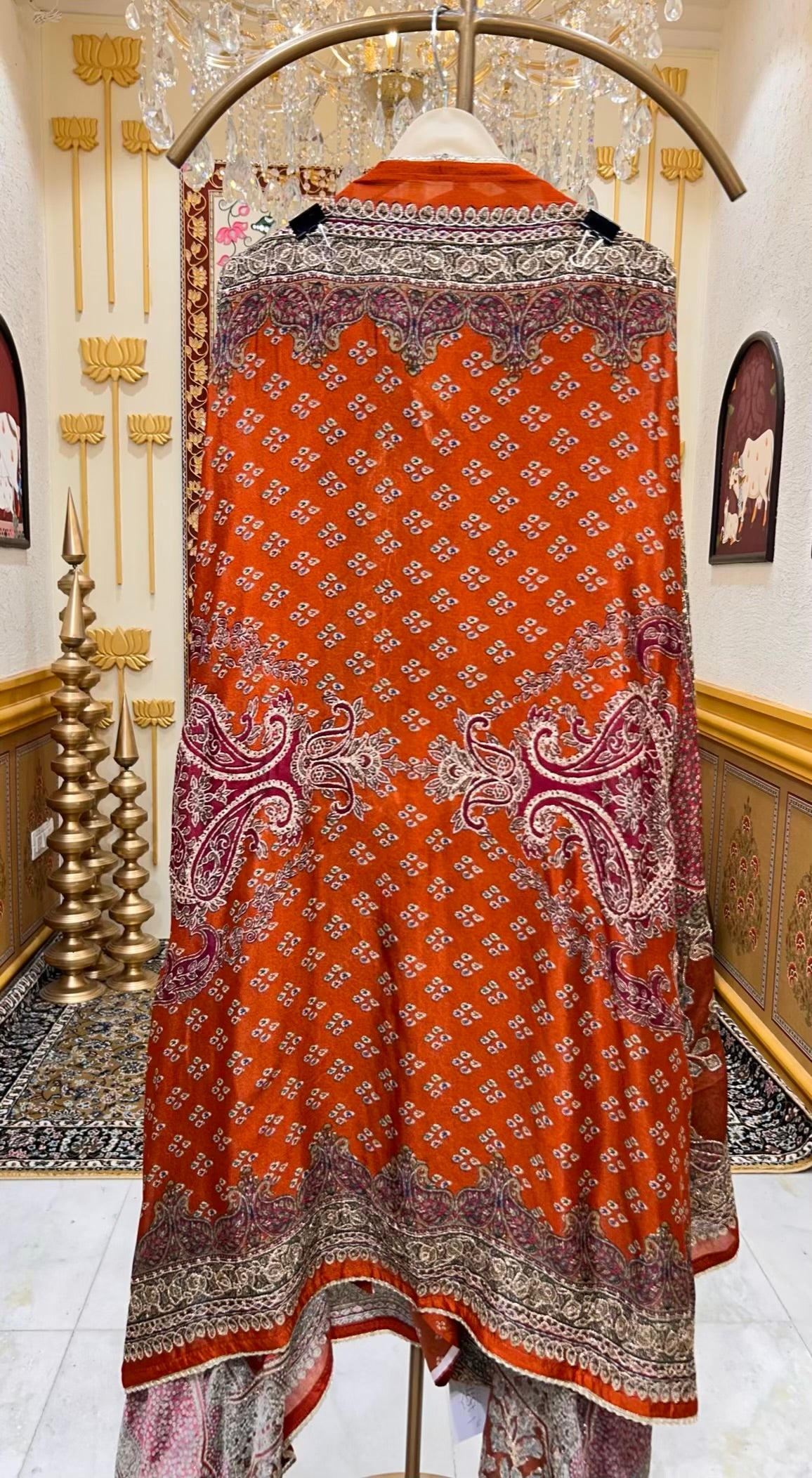 Ishqra Zari Bloom Suit (Rust)
