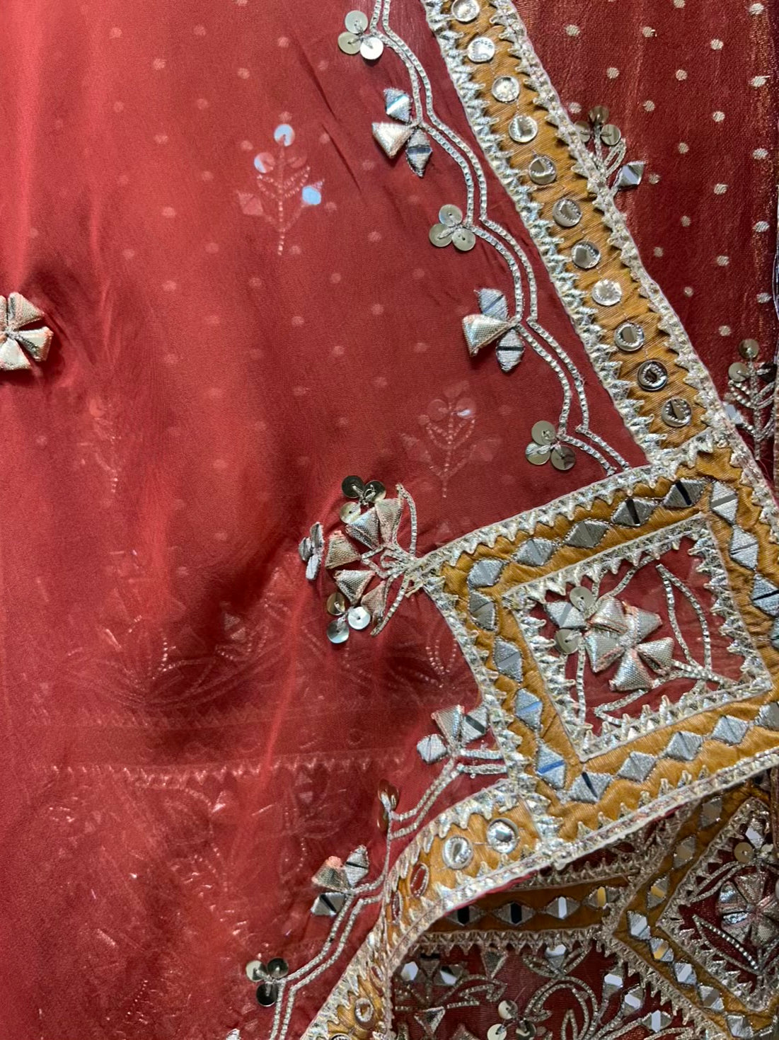 Noorvika Gota Aaina Suit (Rust)