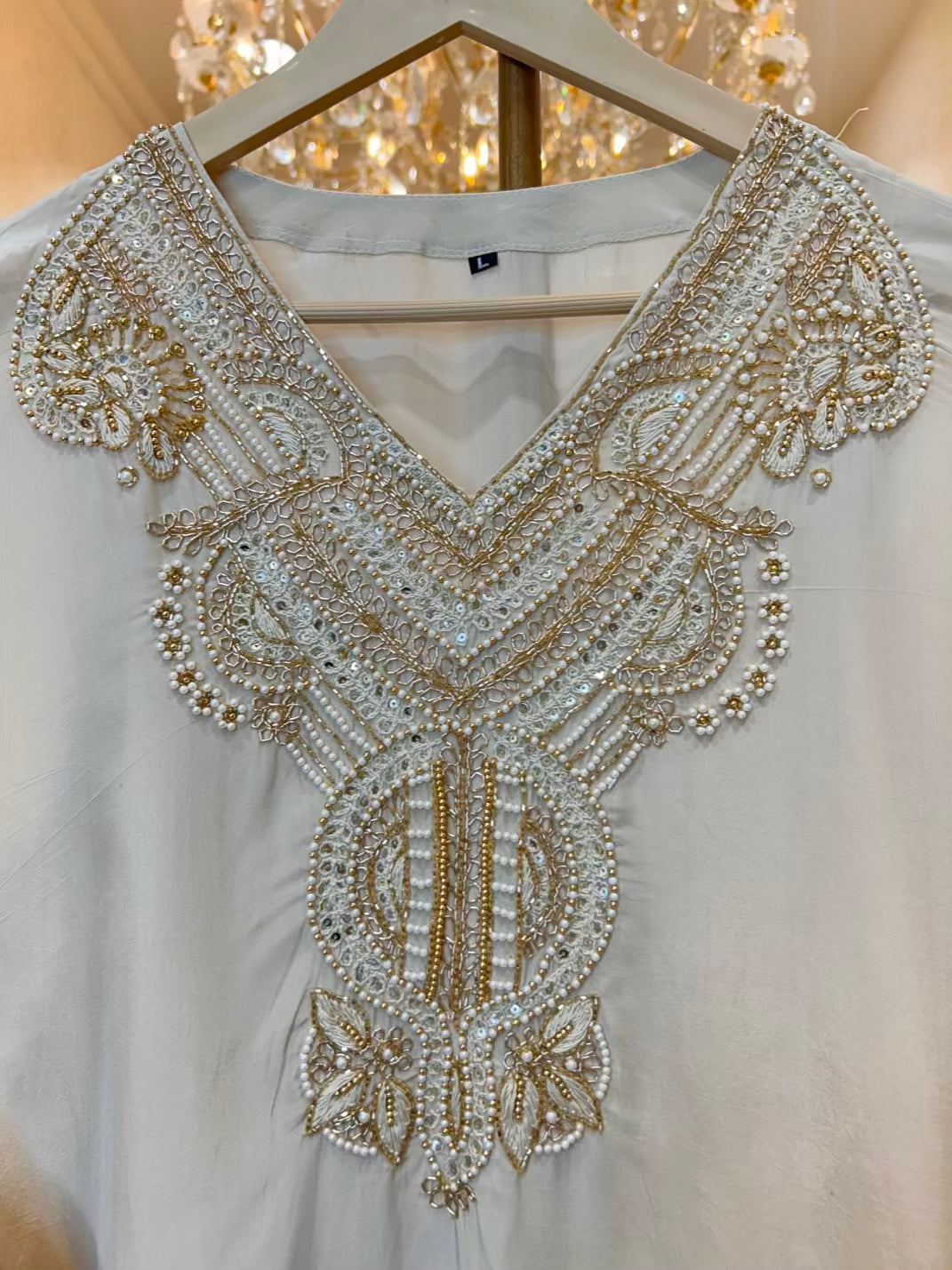 Rehva Handcrafted Kaftan Set (Ivory)