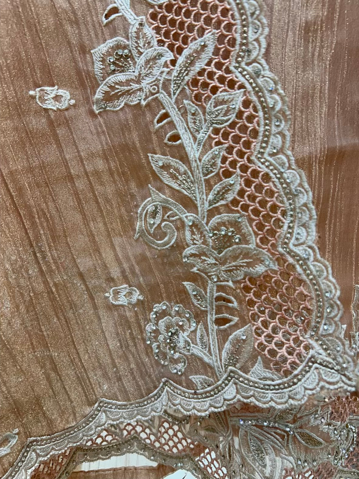 Naazira Crystal Cutwork Suit (Peach)