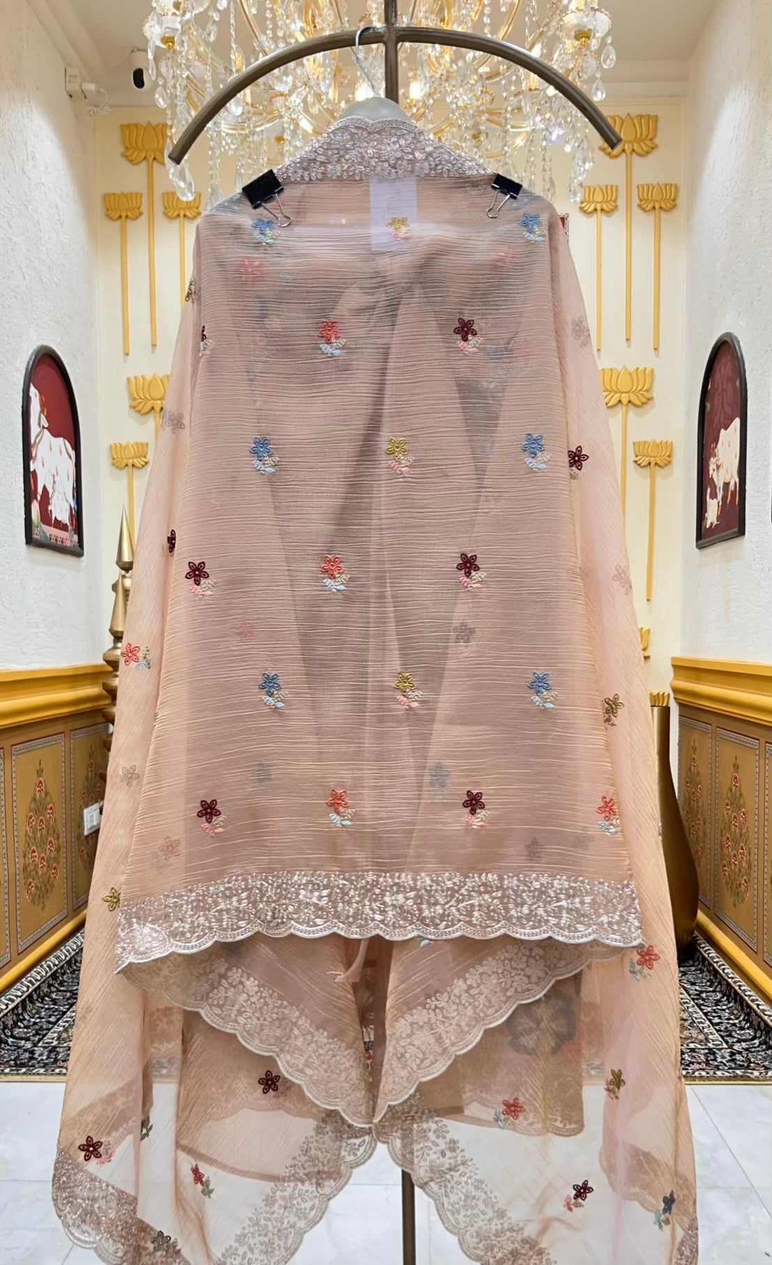Naazira Resham Zari Suit (Peach)