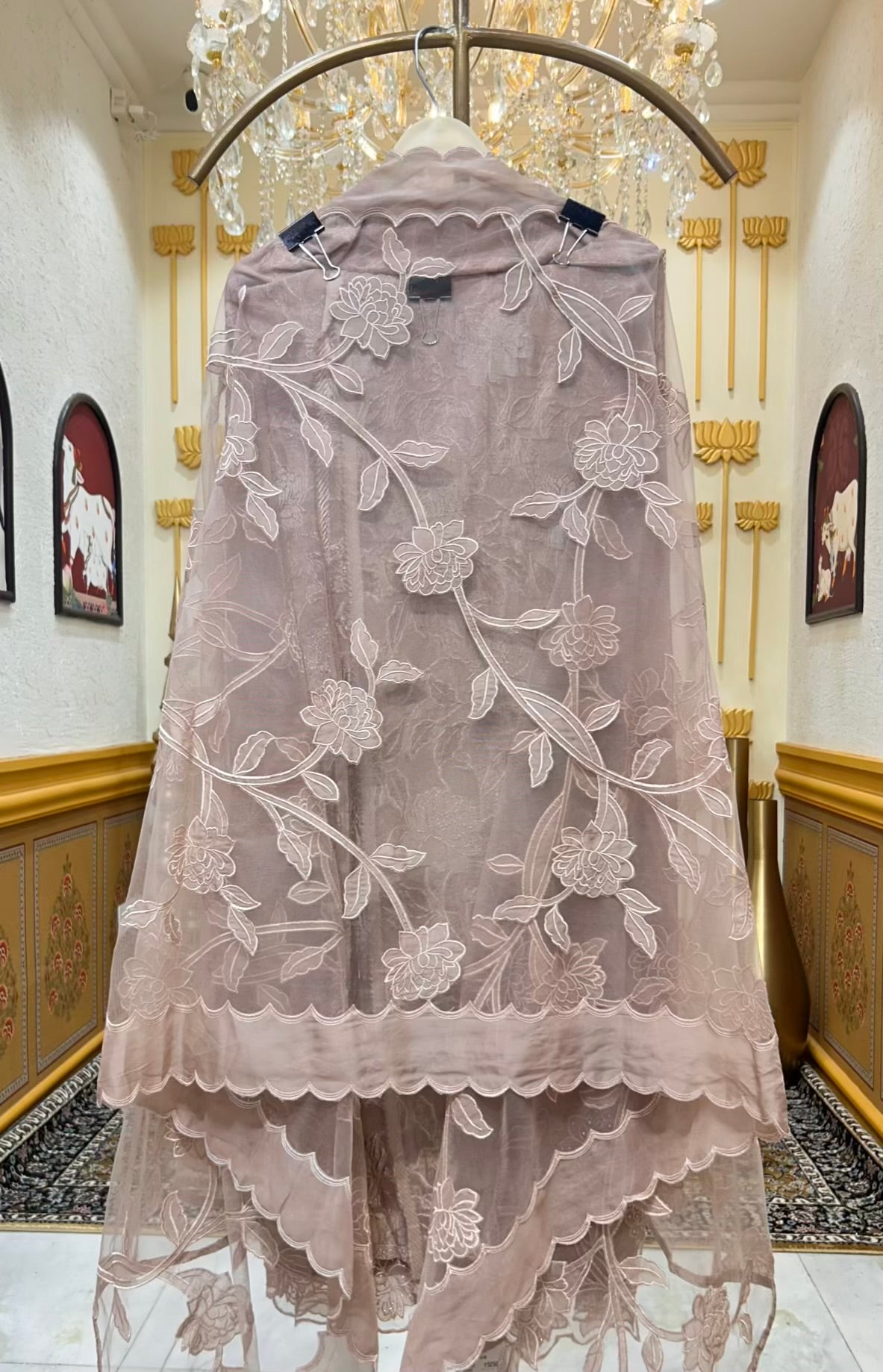 Elina Appliqué Veil Suit (Mouse)