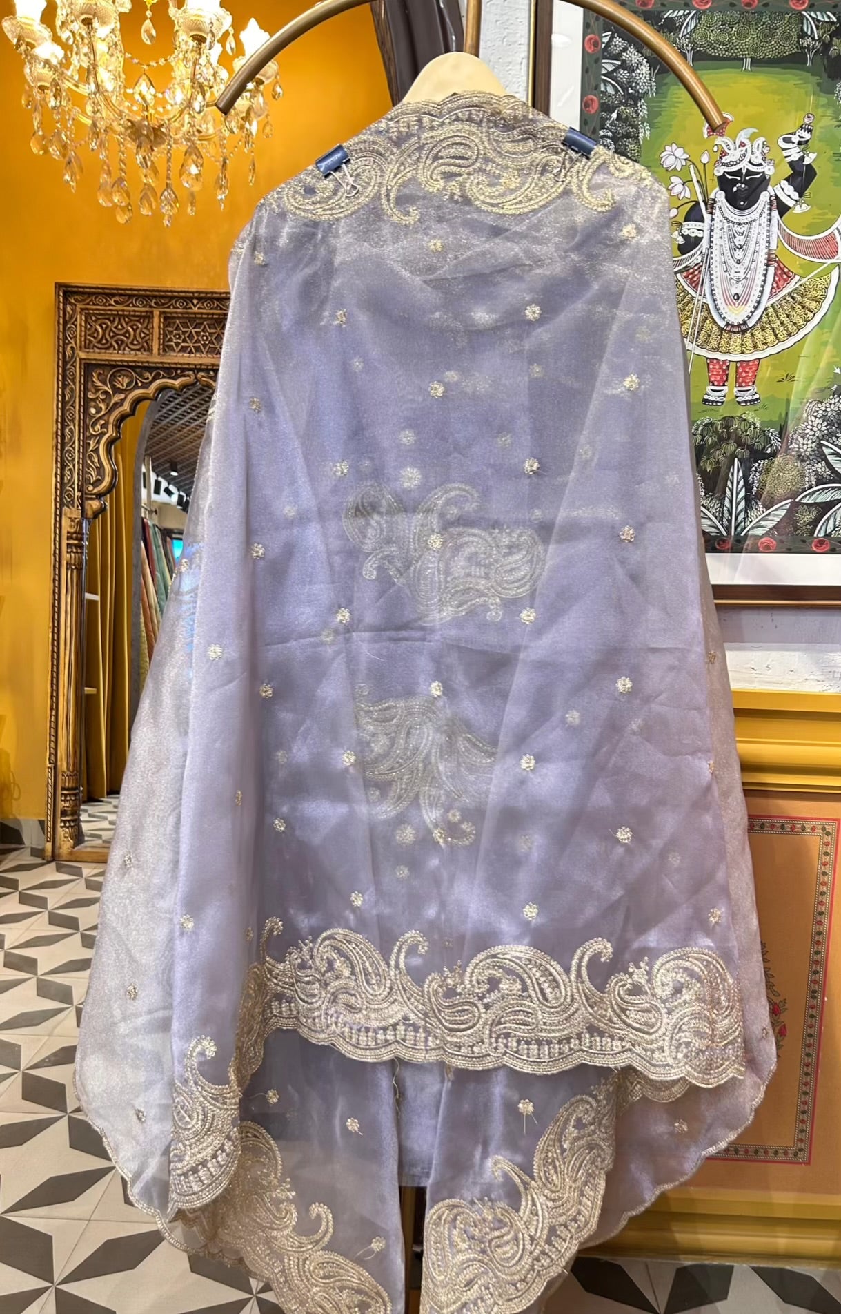 Zehnara Tissue Organza Suit (Silver Grey)