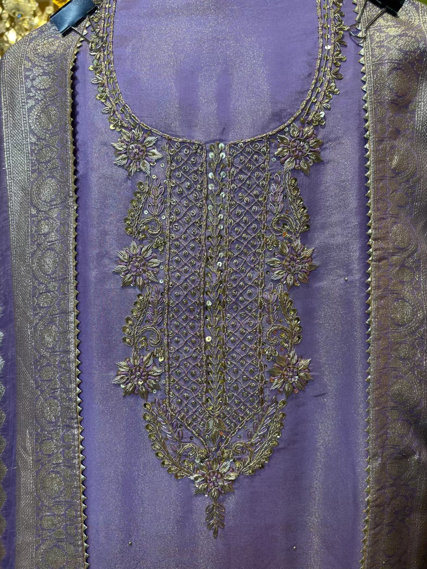 Meherbaan Silk Organza Suit (Purple)