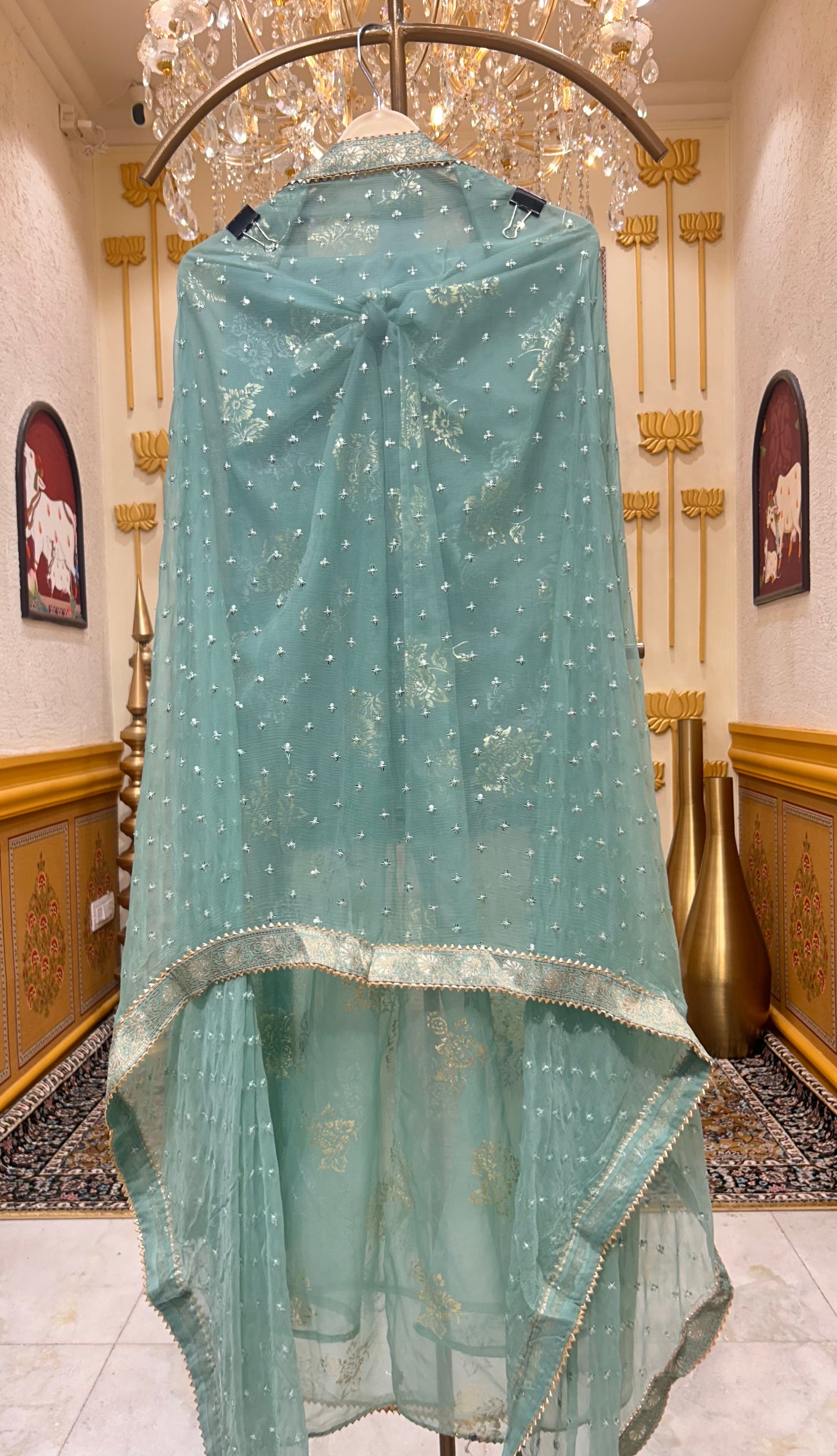 Mehrina Tissue Noor Suit (Sea Green)