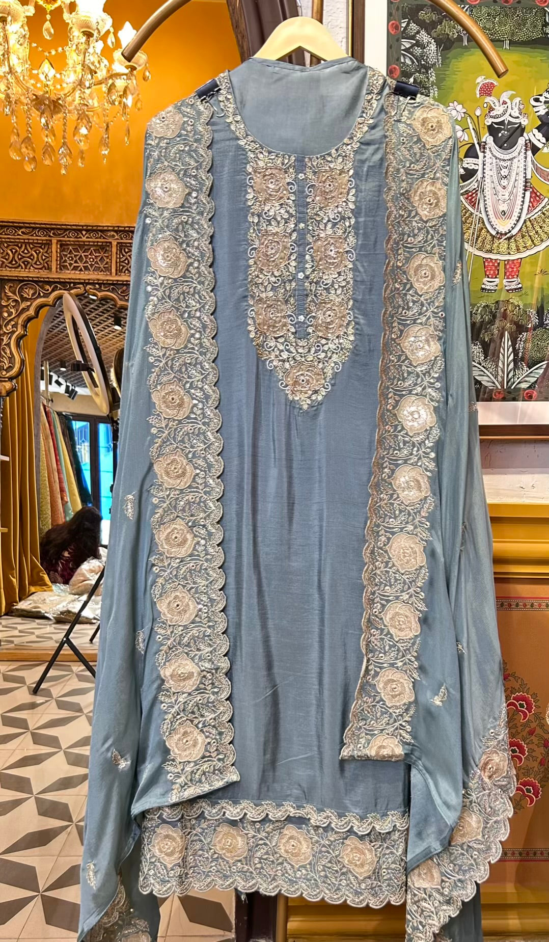 Eshanya Organza Suit (Powder Blue)