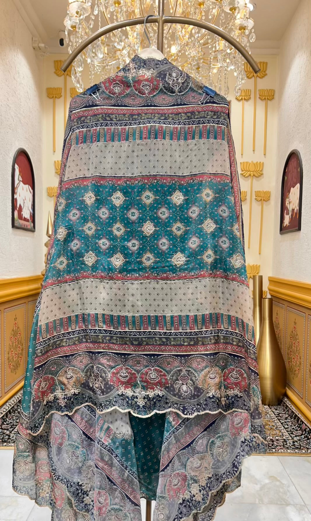 Ishra Zari Grace Suit (Green)