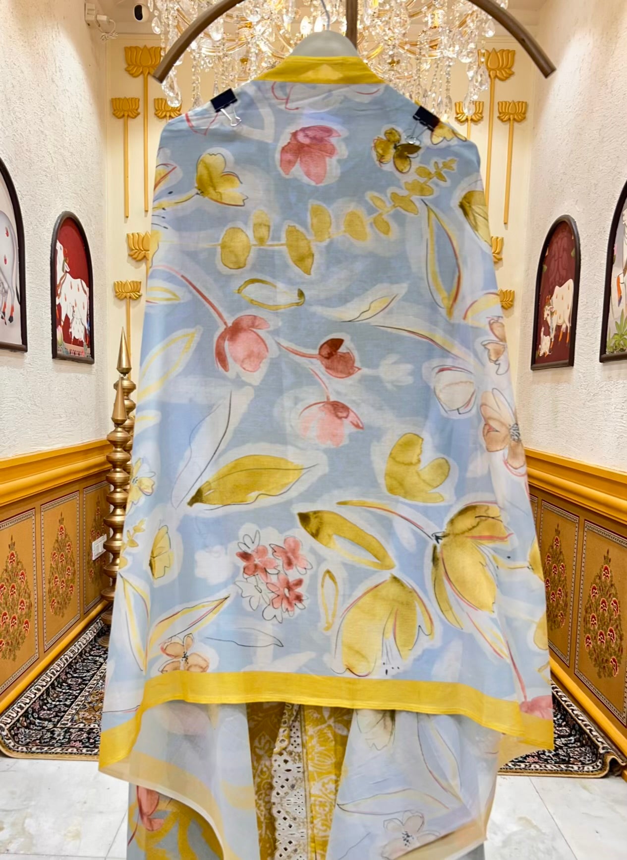 Aafiya Cotton Veil Suit (Yellow)
