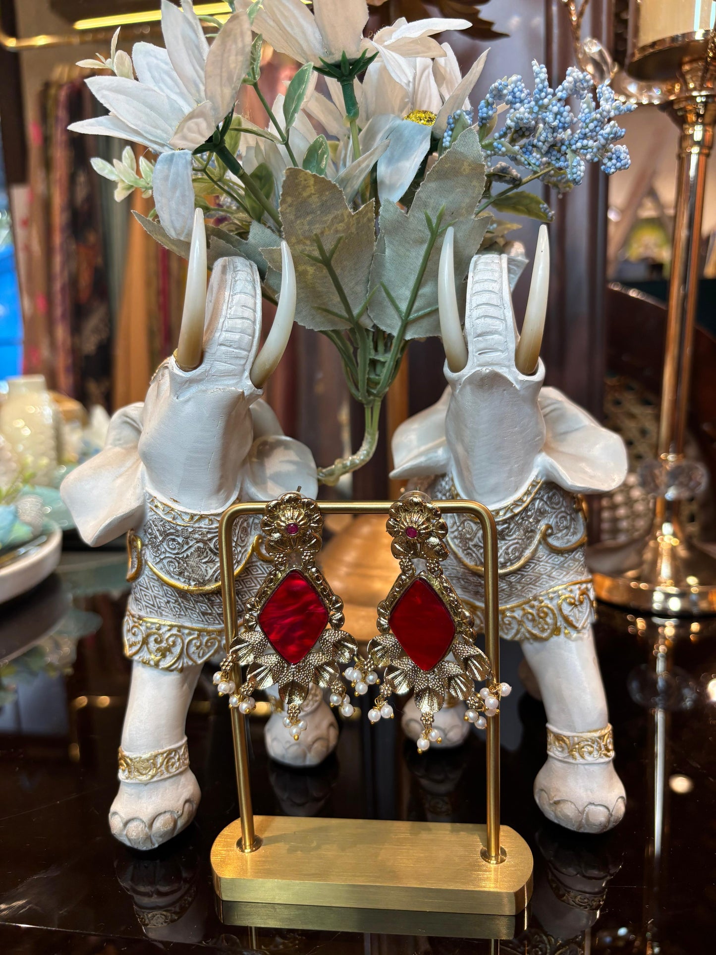 Gulbahar Drop Earrings (Red)