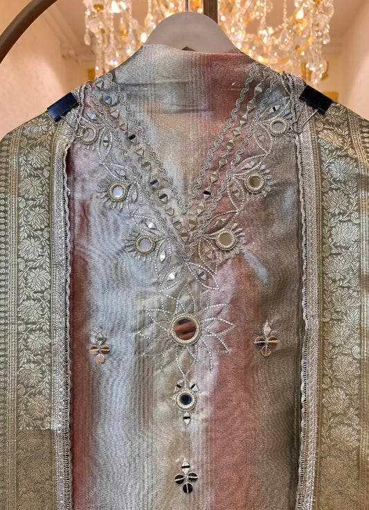 Zarfeena Mirror Taj Suit (Blue)