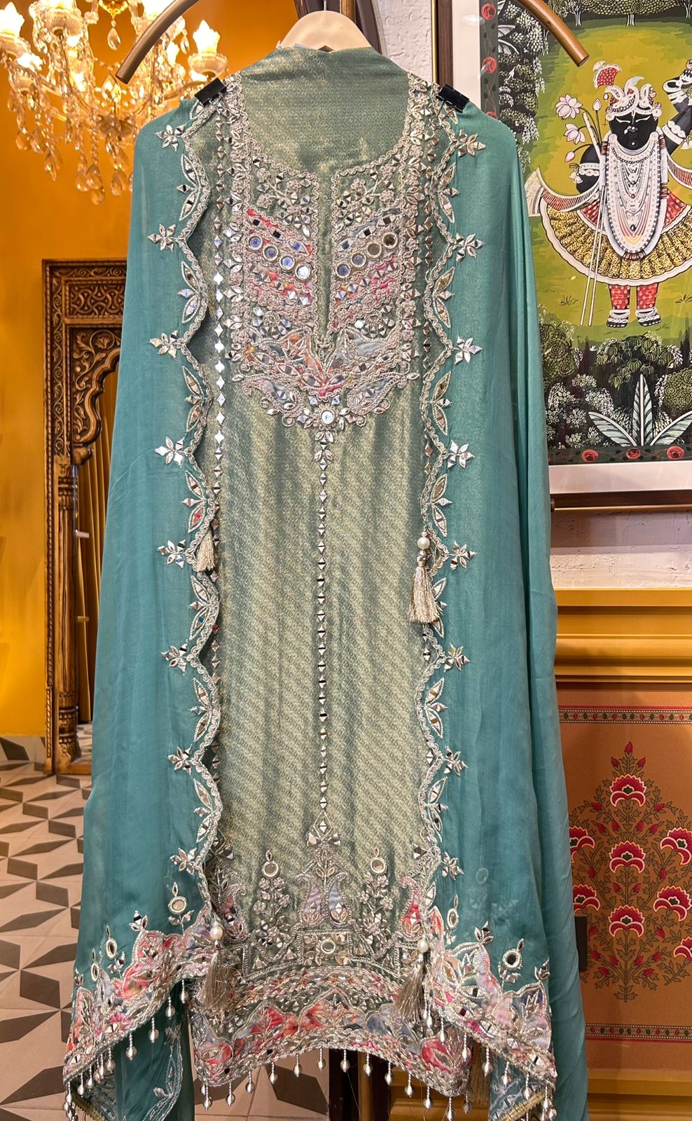 Falaknaaz Organza Suit (Powder Blue)