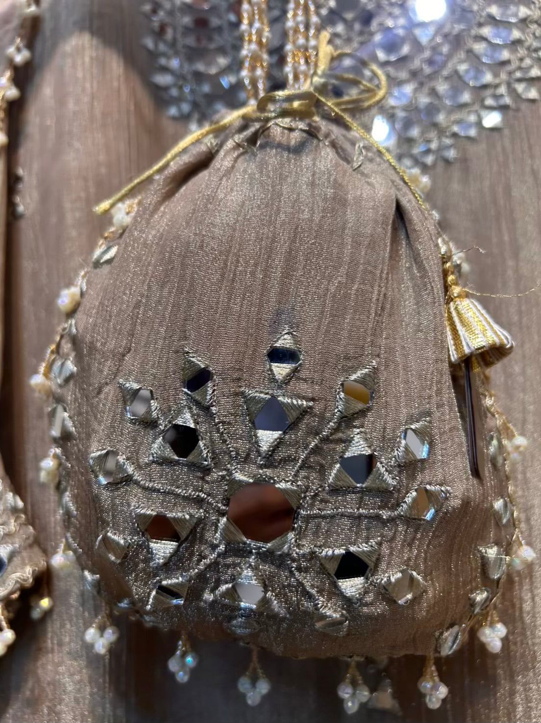 Zarveen Dori Mirror Corset Set (Beige)