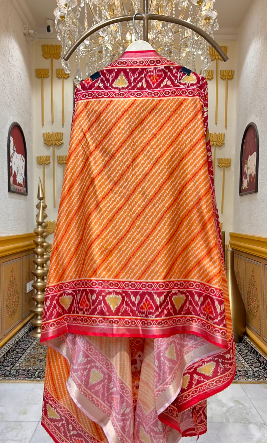 Saavira Patola Heritage Suit (Mustard)