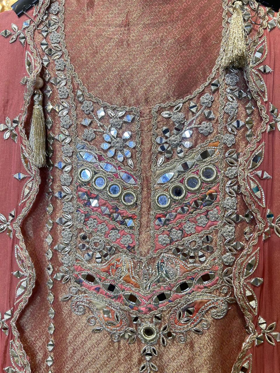 Falaknaaz Organza Suit (Peach)