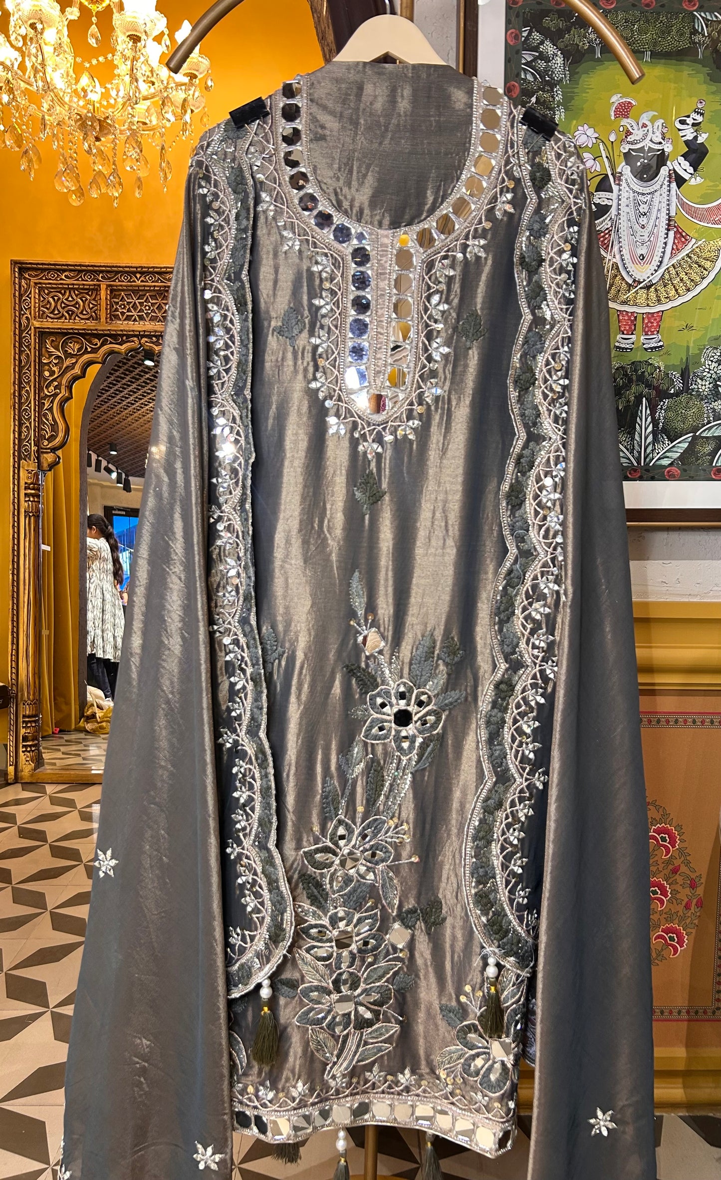 Noorain Organza Suit (Dark Green)