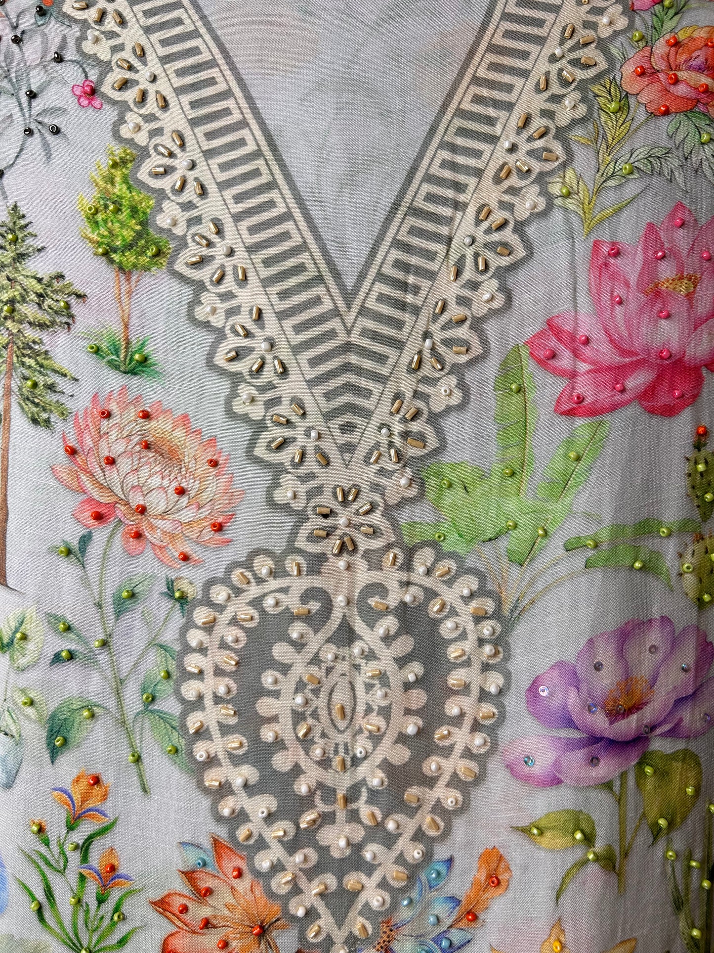 Naureen Mul Chanderi Suit (Grey)