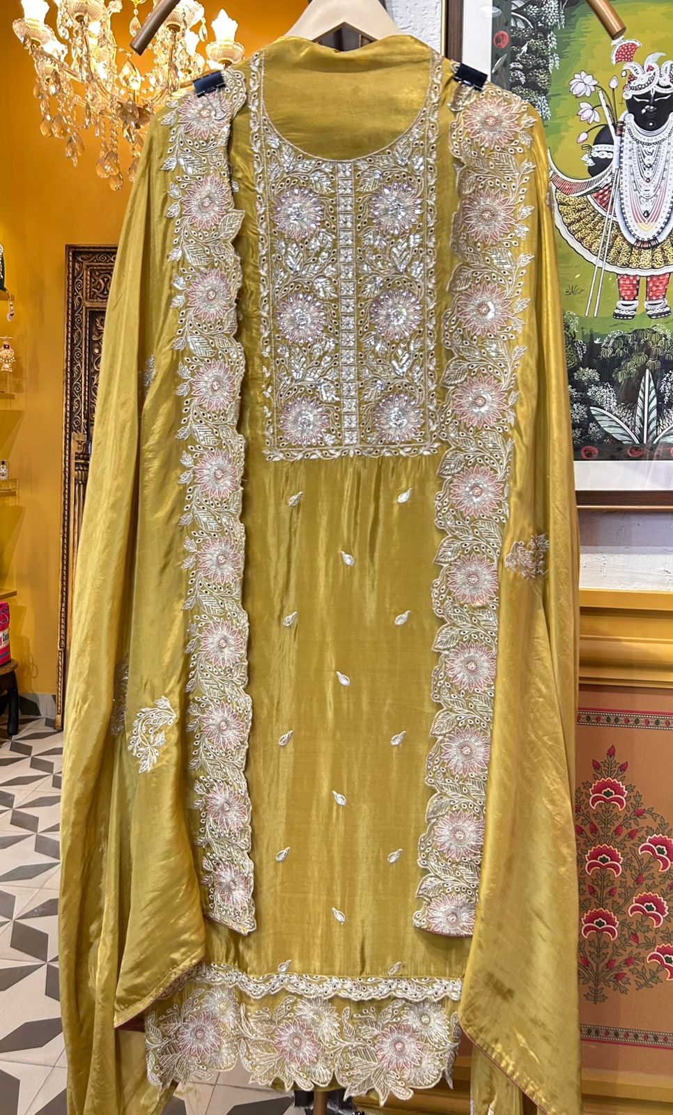 Elnara Silk Organza Suit (Mustard)