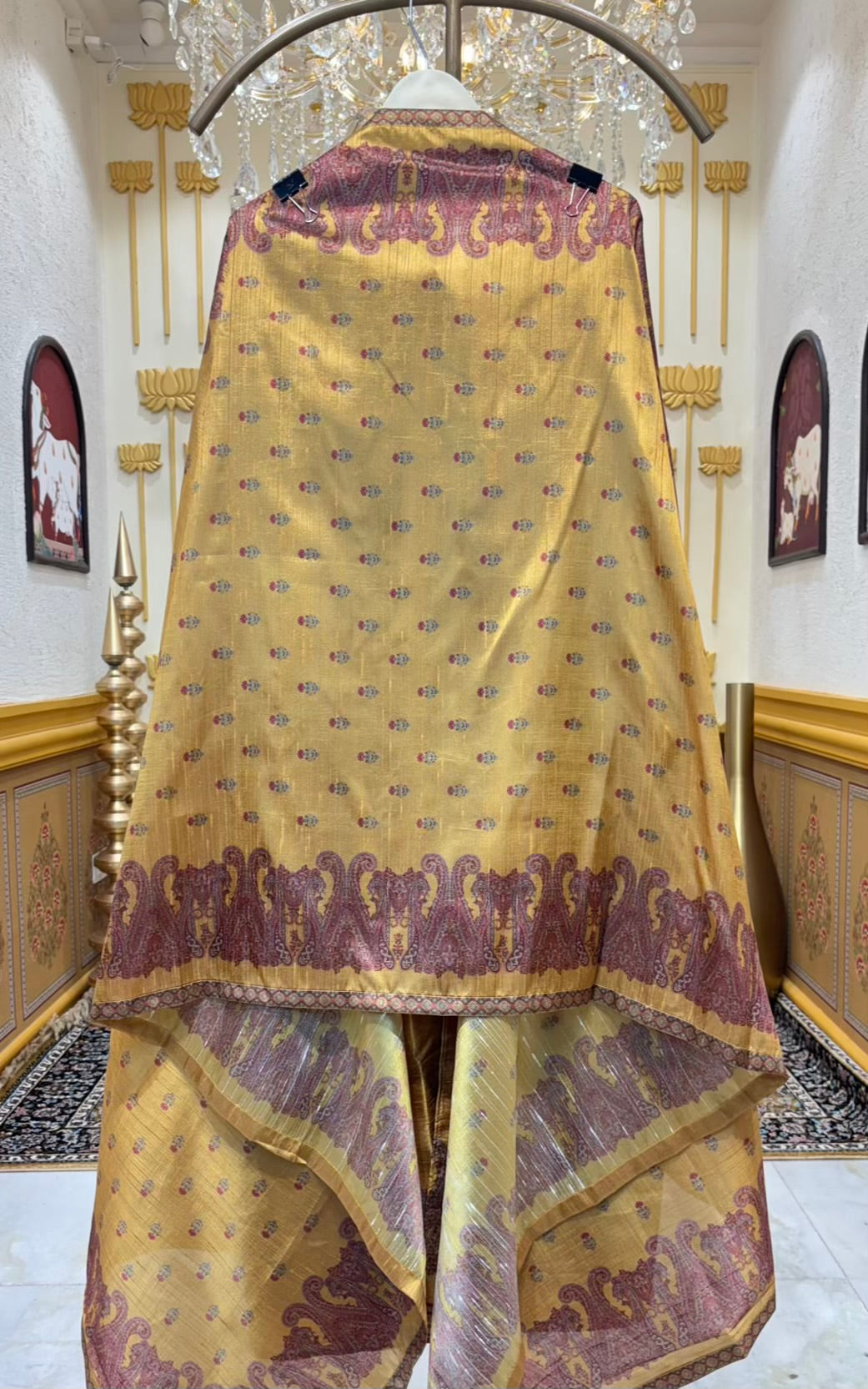 Mehira Tussar Silk Suit (Mustard)