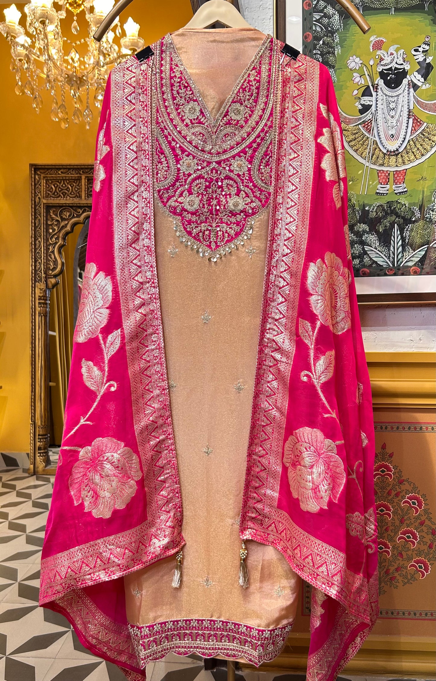 Saanviya Organza Suit (Peach)