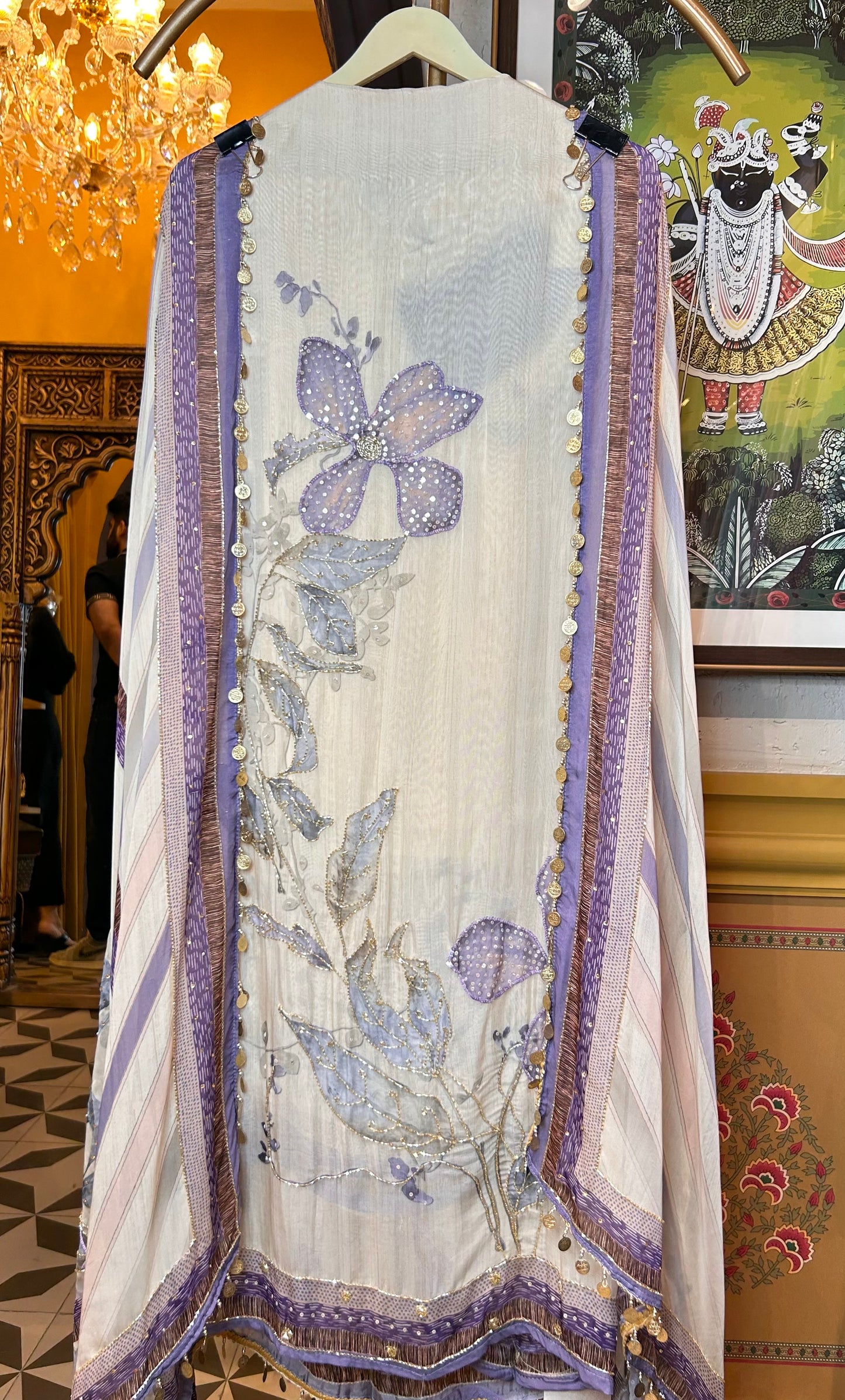 Elayna Organza Suit (Ivory Purple)