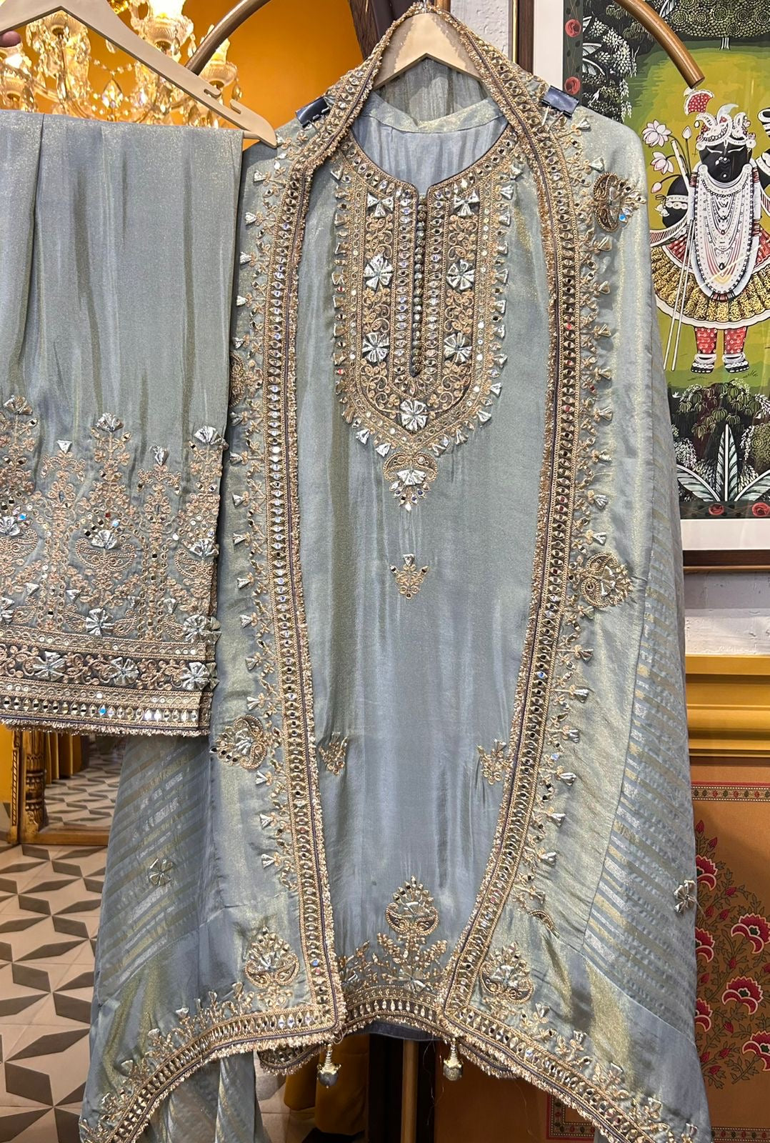 Zarqa Sharara Suit (Powder Blue)
