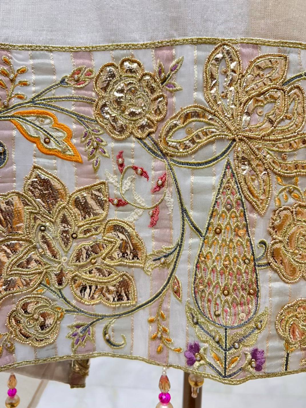 Zyrah Leather Pearl Organza Suit