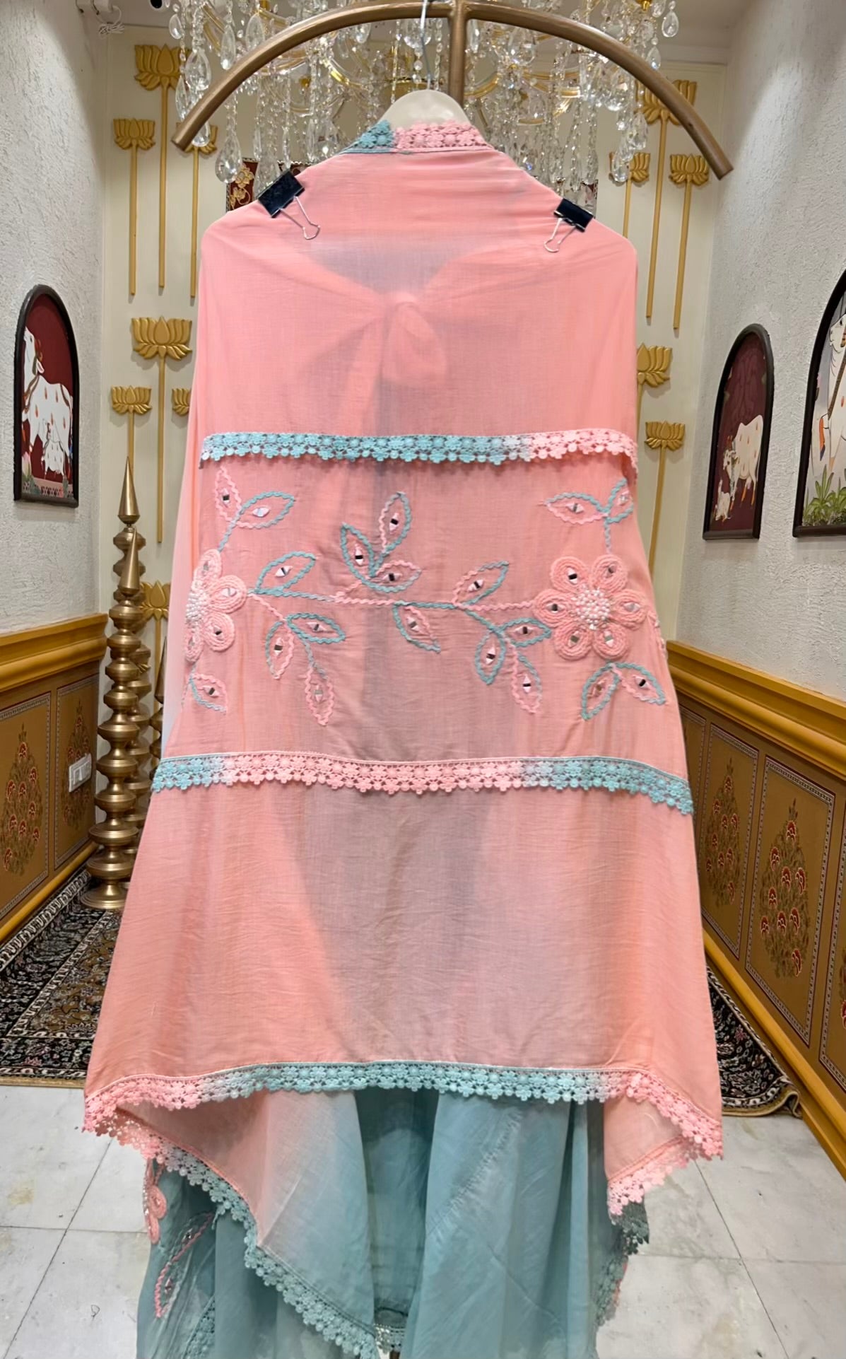 Afsana Mul Sheen Suit (Peach)