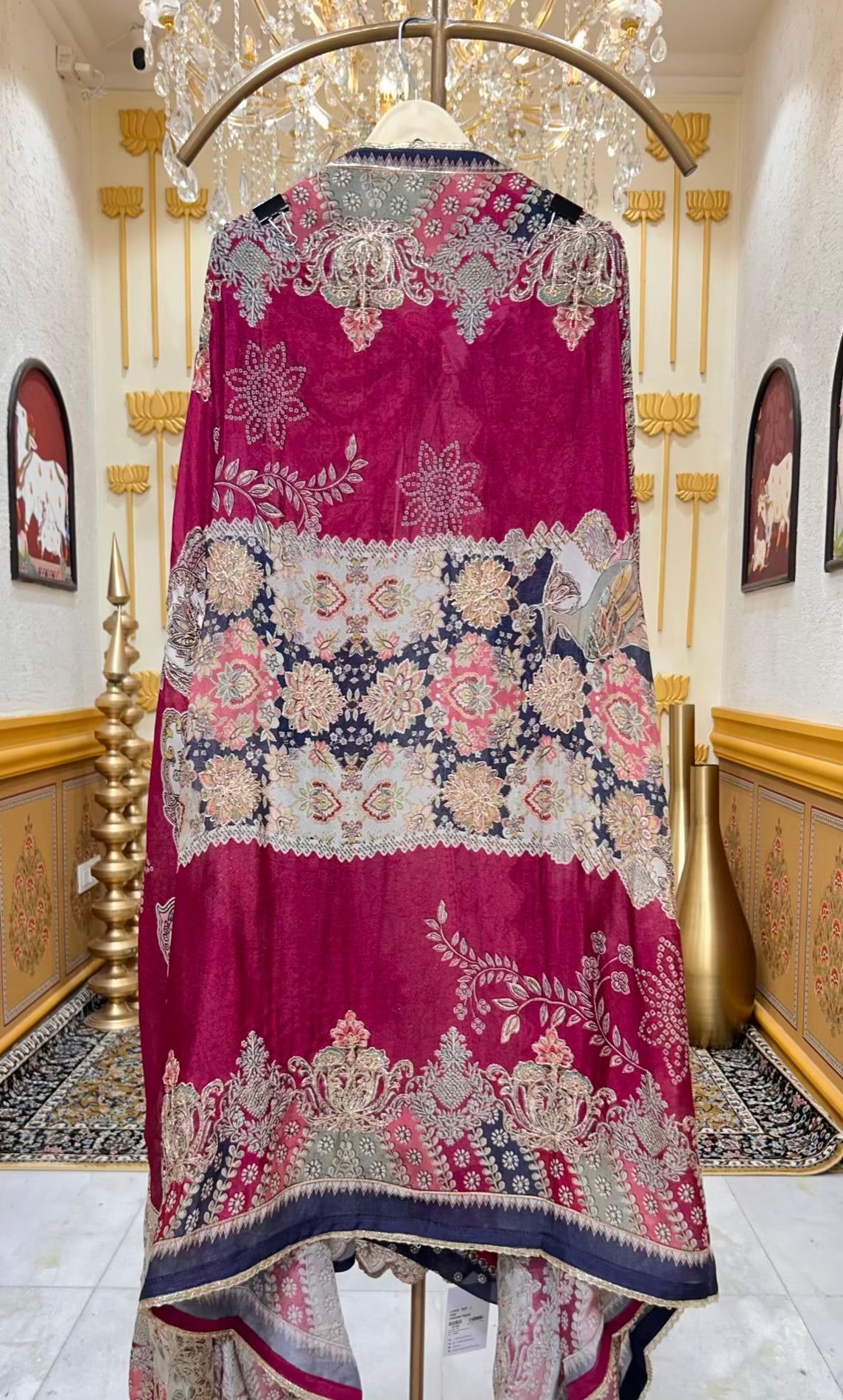 Ishvaya Zari Print Suit (Wine)
