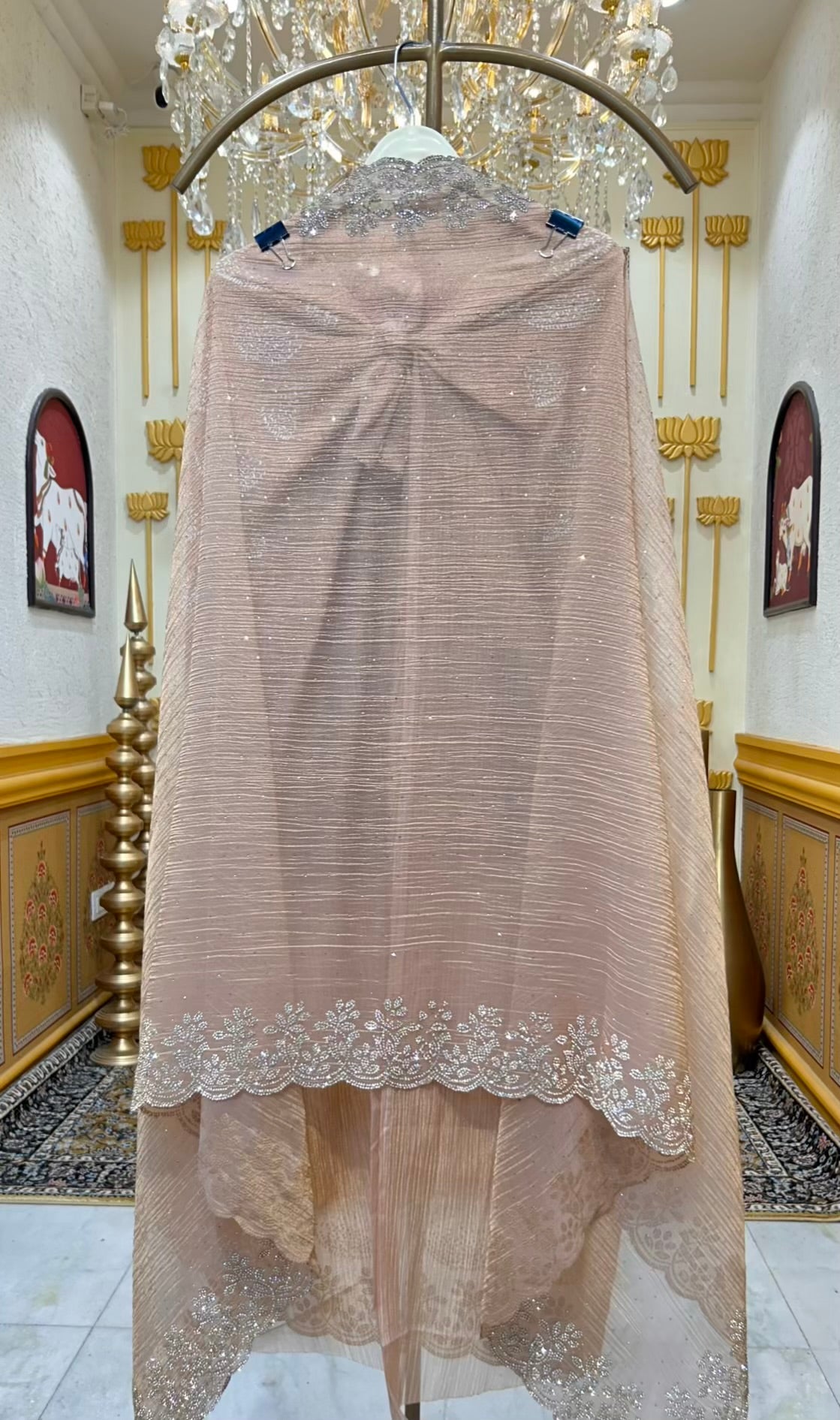 Riyara Handcrafted Veil Suit (Peach)