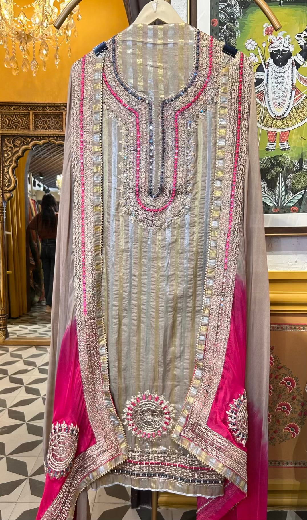 Arzoo Organza Suit (Beige)
