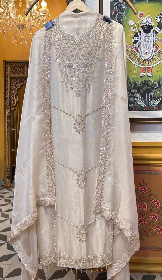 Fariyara Organza Suit (Ivory)